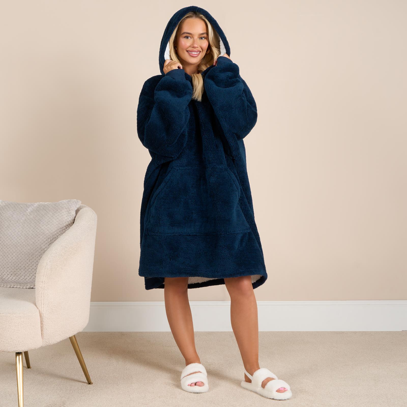 OHS Teddy Fleece Sherpa Lined Hooded Blanket Soft Oversized Adults Throw