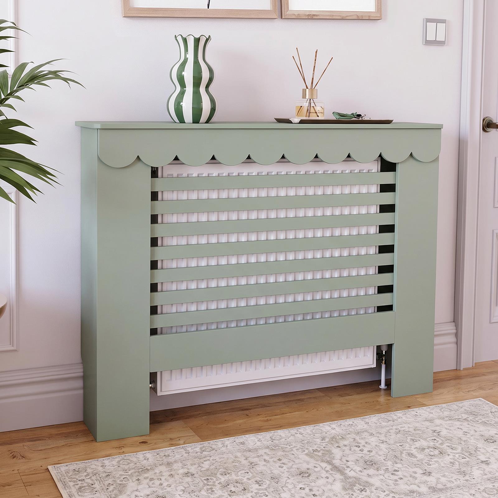 OHS Scallop Radiator Cover Engineered Wood Modern Side Board Cabinet Shelf