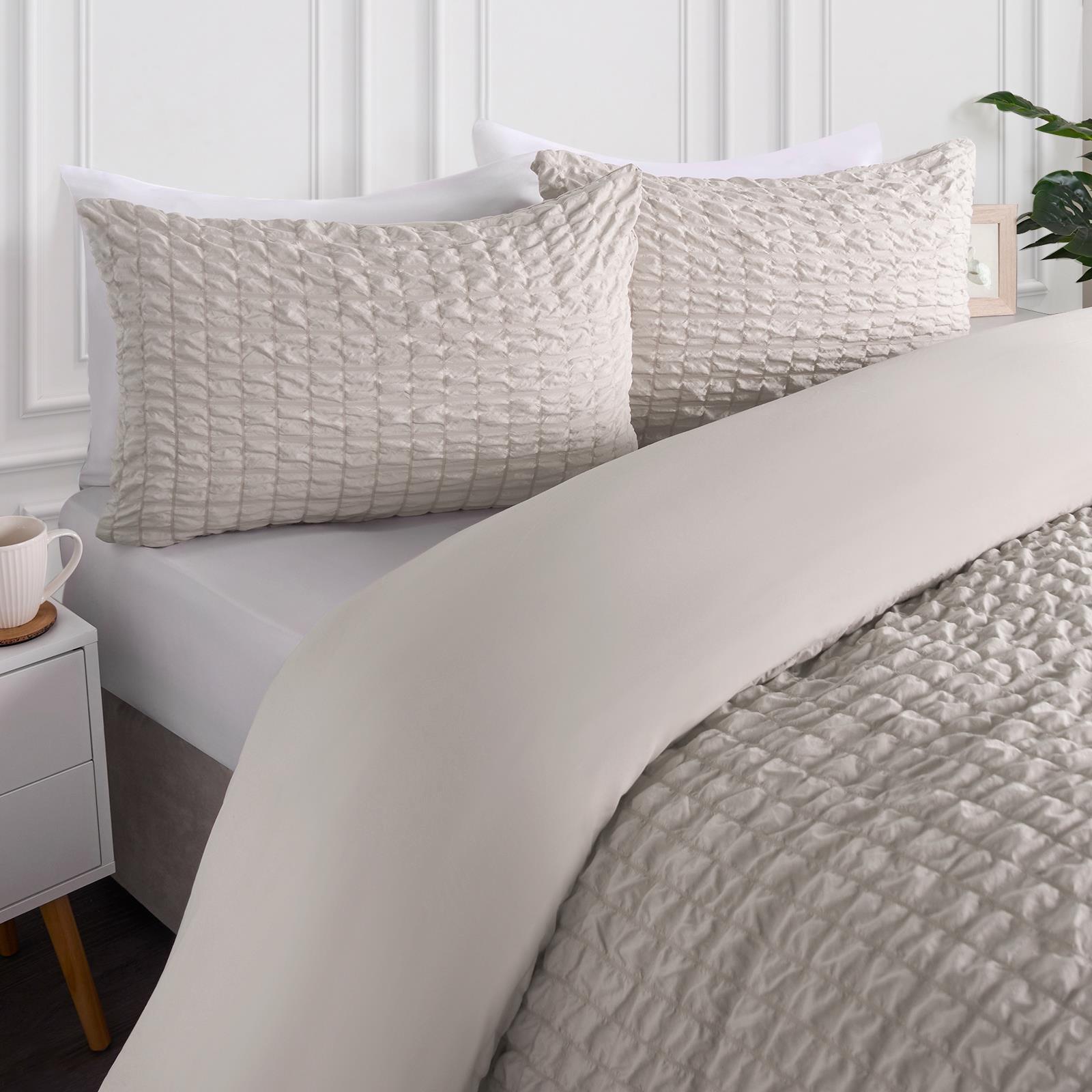 Luxury Seersucker Duvet Cover Set Geo Pillowcase Quilt Bedding Double King Size - Picture 17 of 36