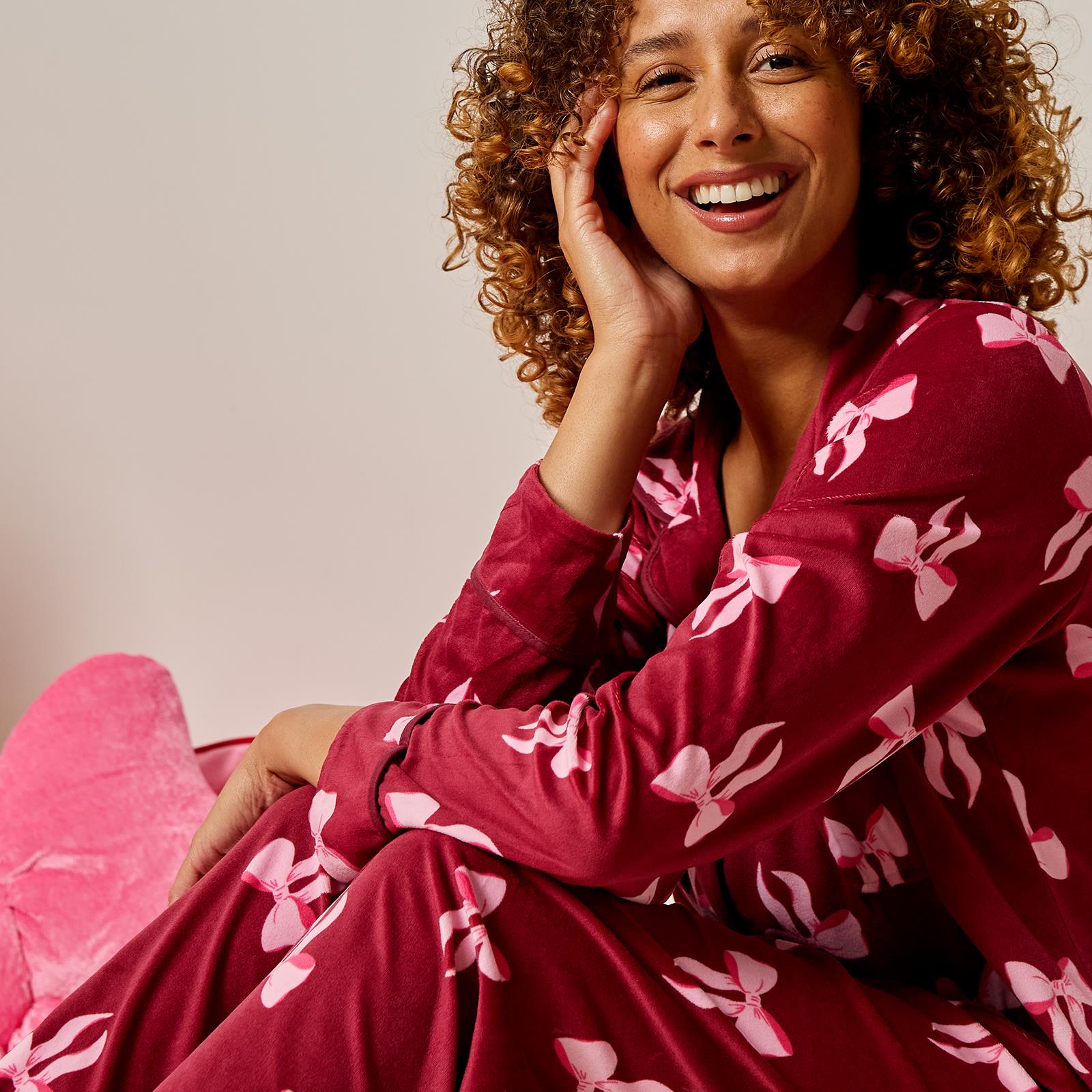 OHS Print Pyjama Set Button Through Soft Womens Kids Loungewear Nightwear