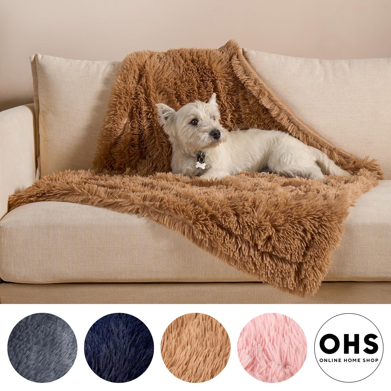 OHS Pet Fleece Throw Fluffy Calming Foldable Travel Dog Puppy Cat Blanket