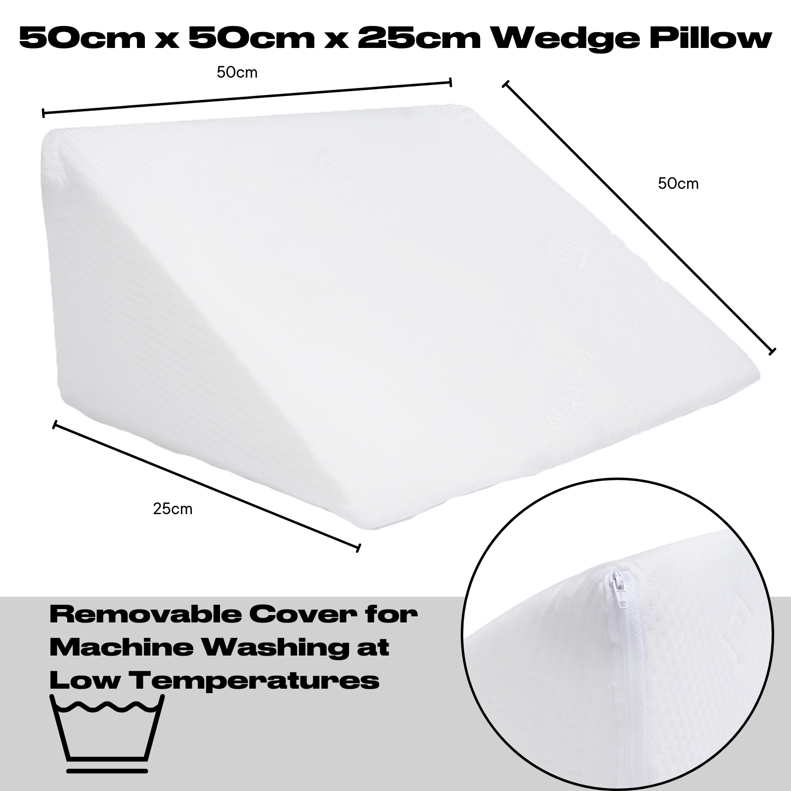 Bed Wedge Pillow Back Support Cushion Memory Foam Acid Reflux Removable Cover