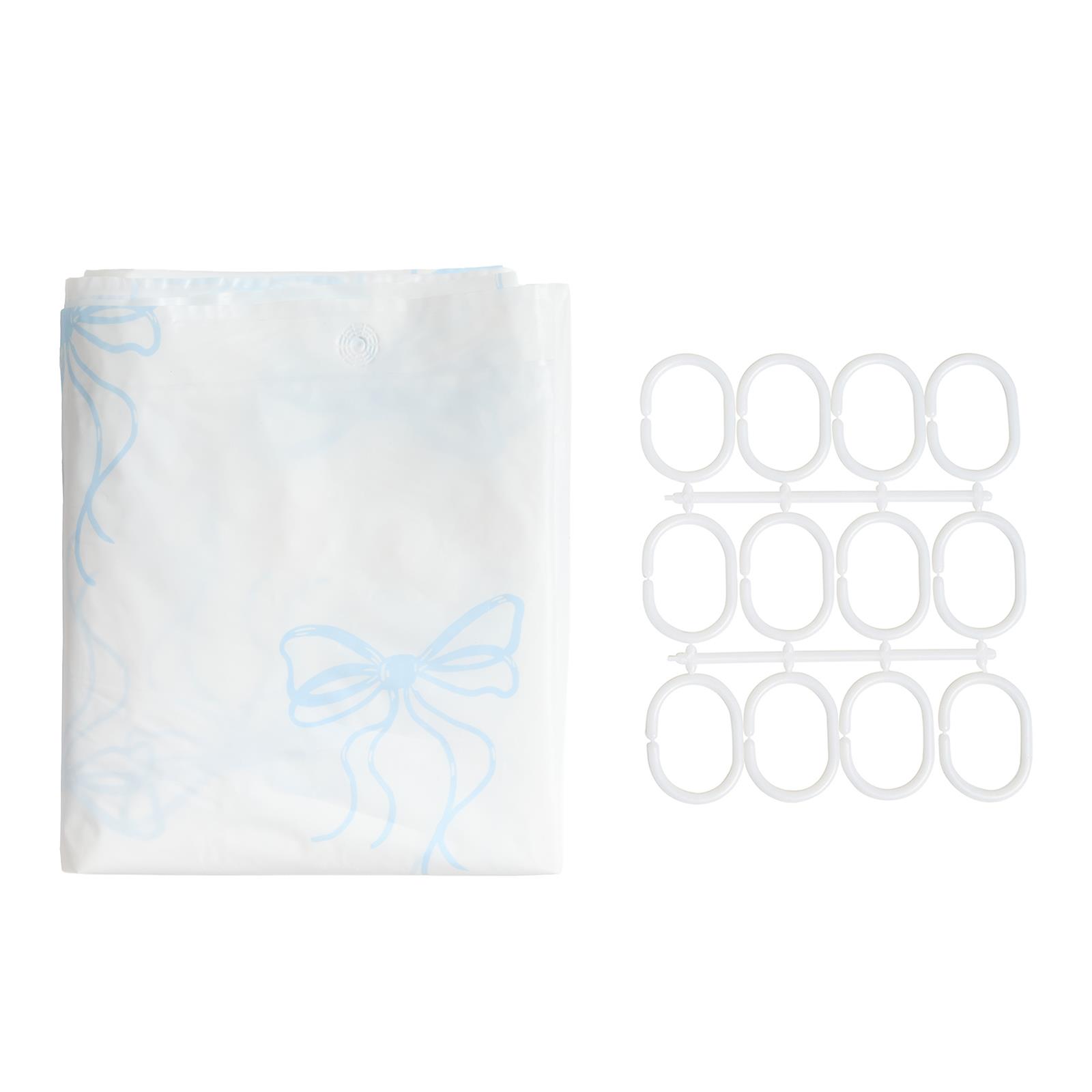 OHS Bows Shower Curtain with 12 Hooks Mould Proof Bathtub Curtains