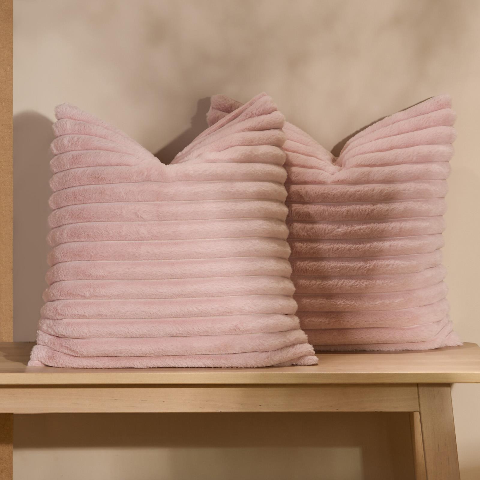 OHS Thick Rib Cushion Covers Faux Fur Soft Fleece Square Pillowcases Home Decor