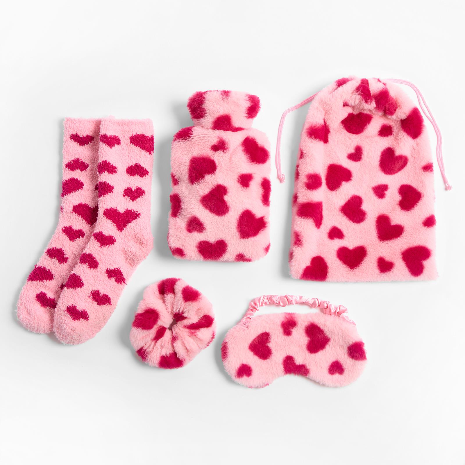 OHS Hot Water Bottle Gift Set Winter Warm Socks Eye Mask Scrunchie