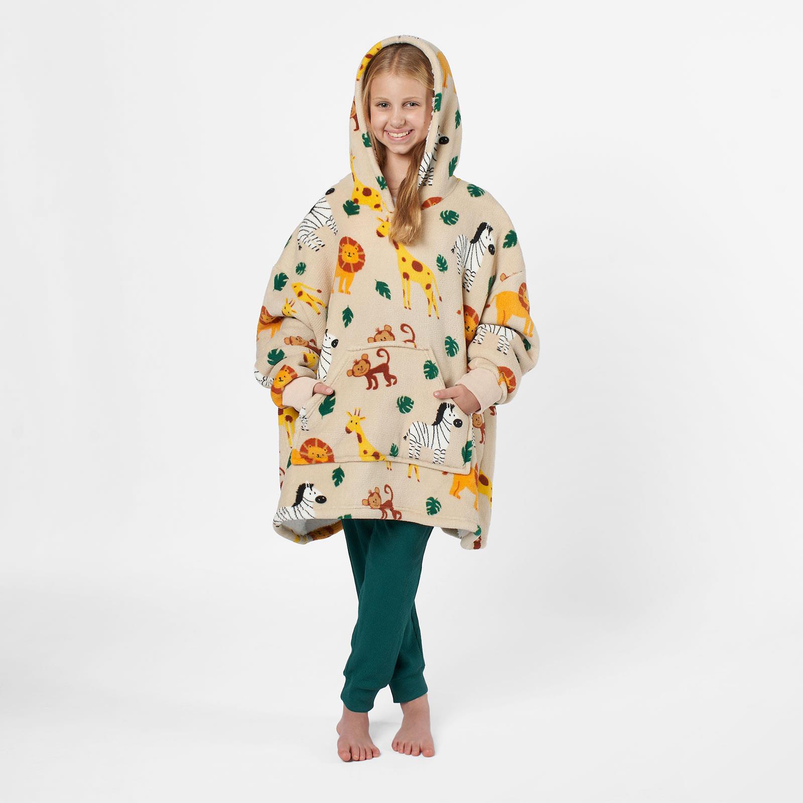 Kids Hoodie Blanket Oversized Sherpa Fleece Jumper Sweatshirt Soft Warm Throw - Picture 72 of 169