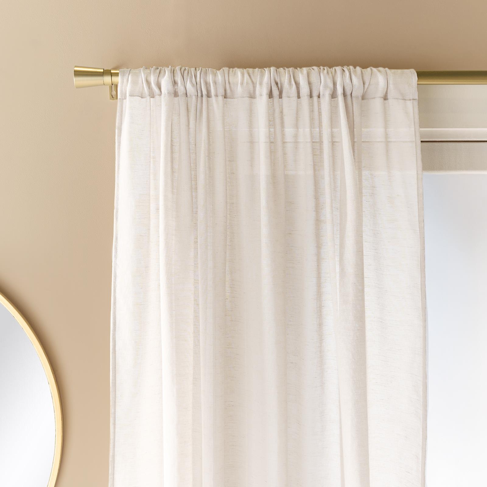 OHS Linen Look Voile Net Curtains 2 Panels Rod Slot Top Pair Home Set 55x87
