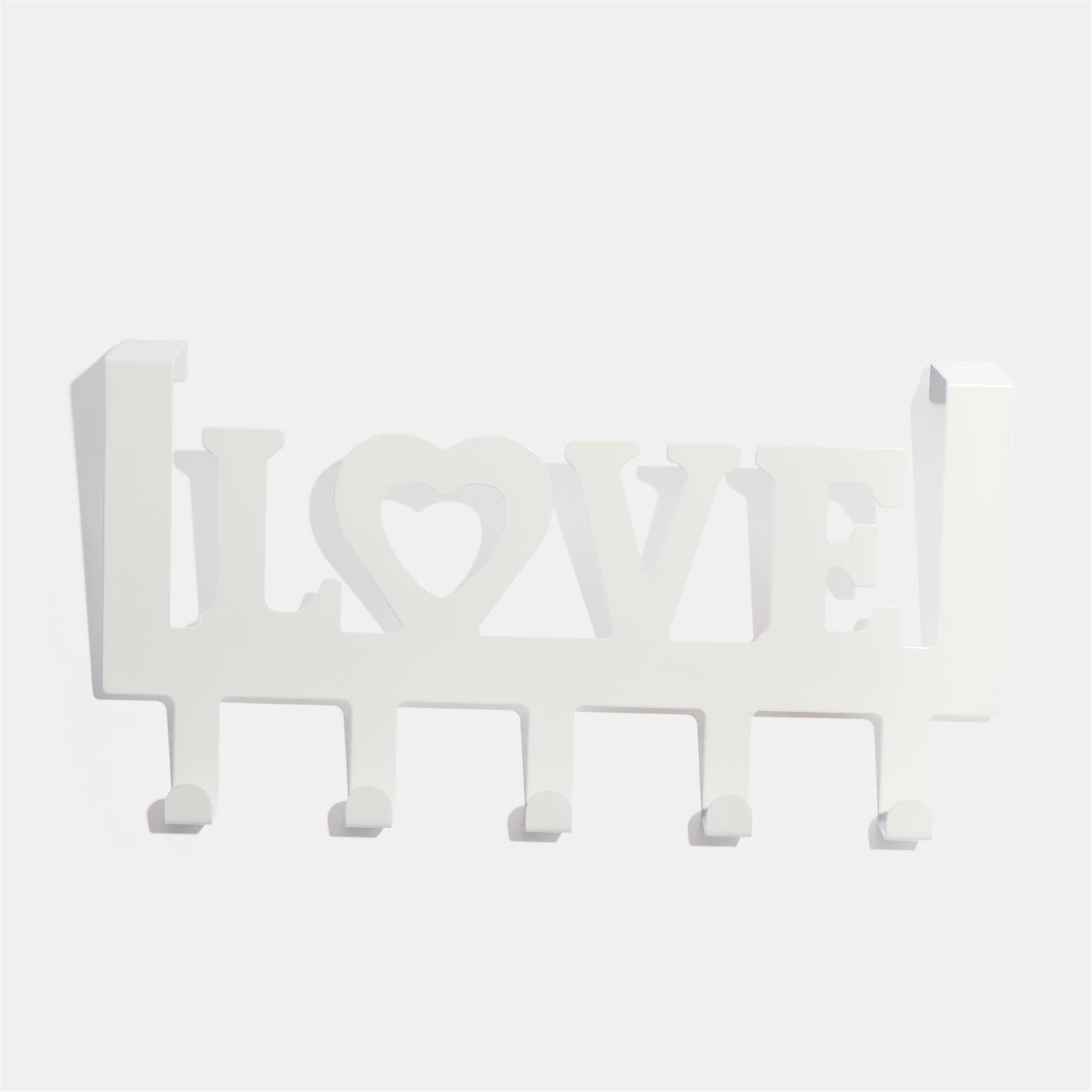 Over Door 5 Hook Clothes Coat Hanger Love Organiser Space Saving Home Decor Rail