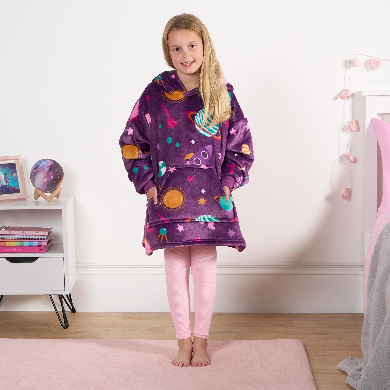 Kids Hoodie Blanket Oversized Sherpa Fleece Jumper Sweatshirt Soft Warm Throw - Picture 131 of 169