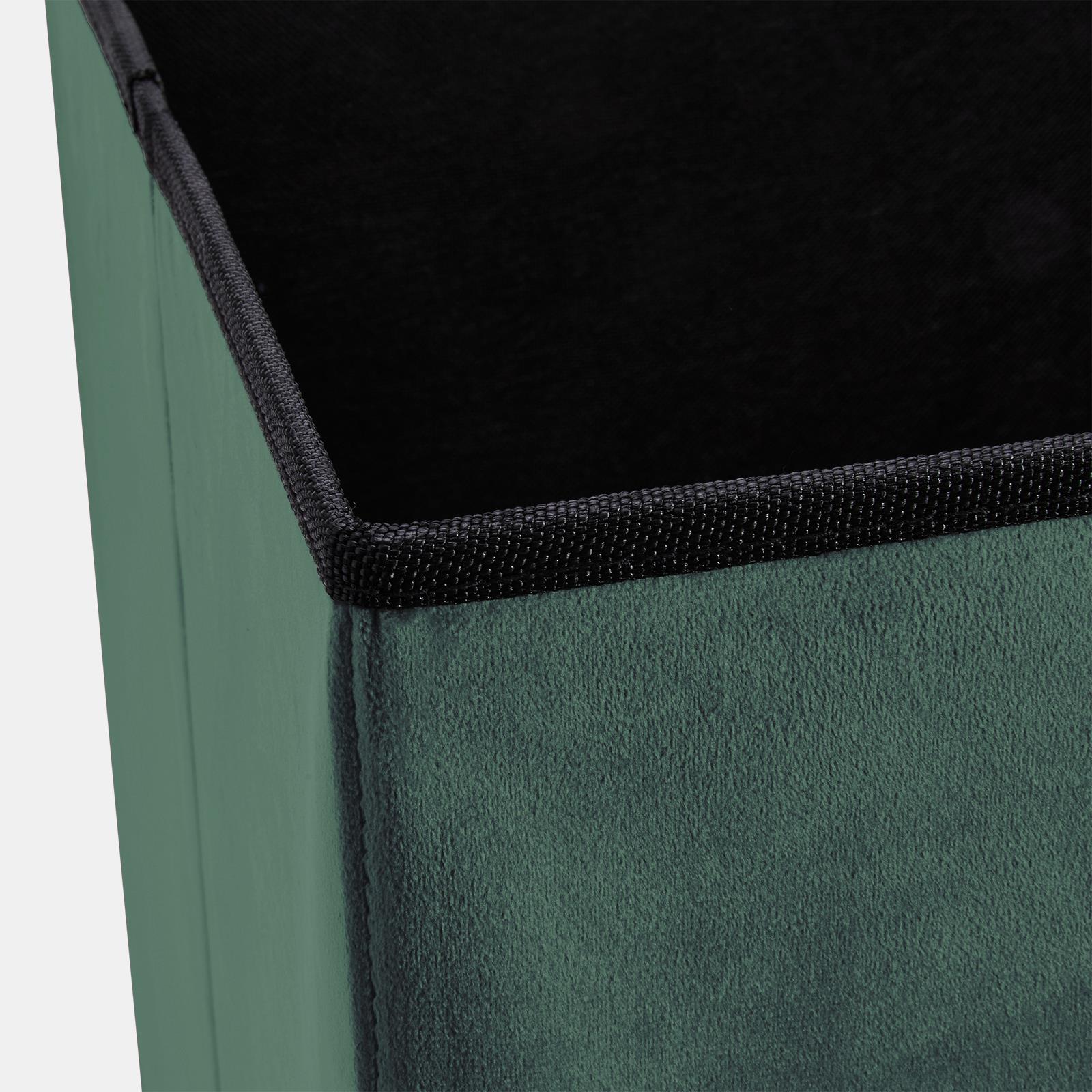 OHS Folding Ottoman Storage Box Footstool Tub Space Saving Velvet Seat