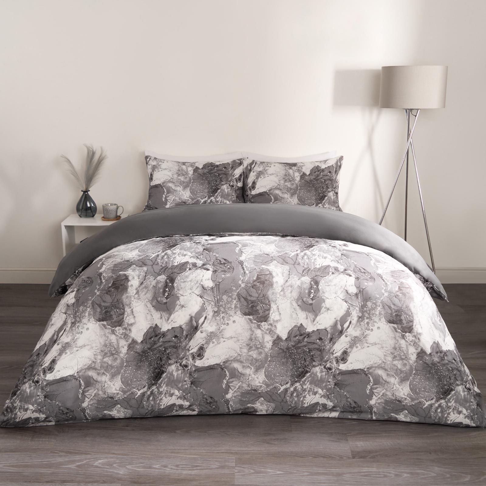 OHS Marble Bedding Set Reversible Duvet Cover with Pillowcase Single Double King
