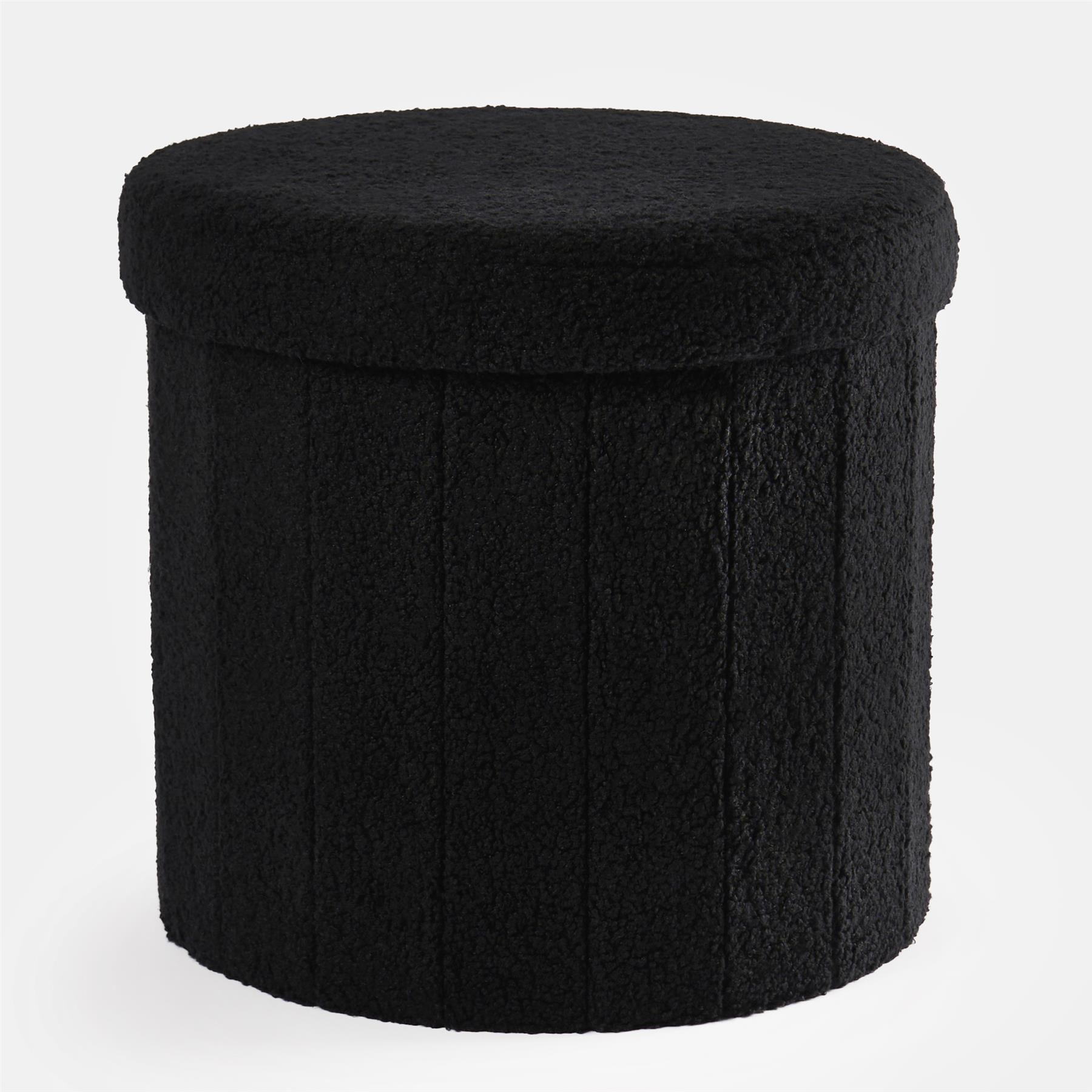 Ottoman Storage Box Folding Footstool Space Saving Boucle Teddy Fleece Seat Tub - Picture 12 of 34