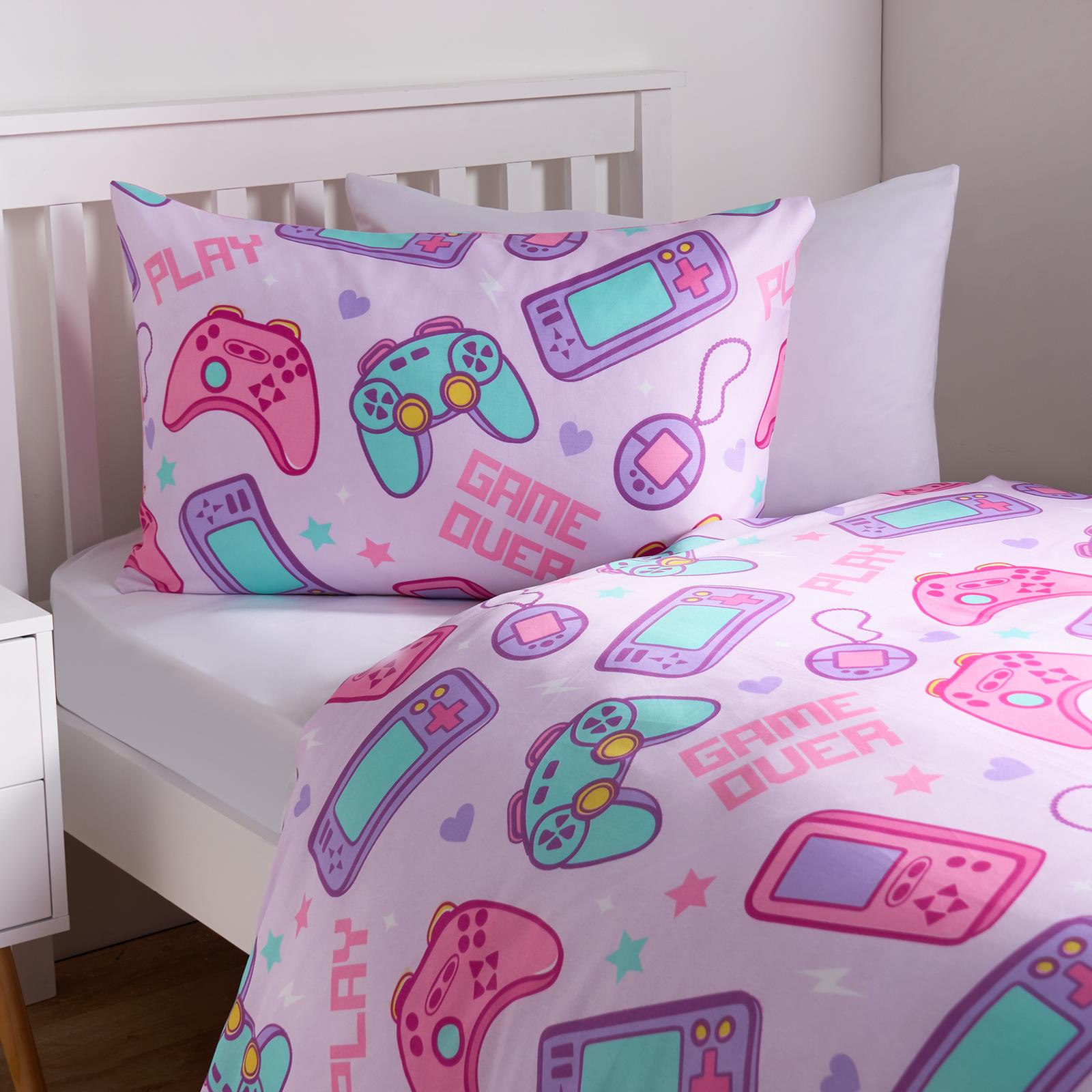 Gaming Duvet Cover Set Reversible Soft Quilt with Pillowcase Kids Bedding Single