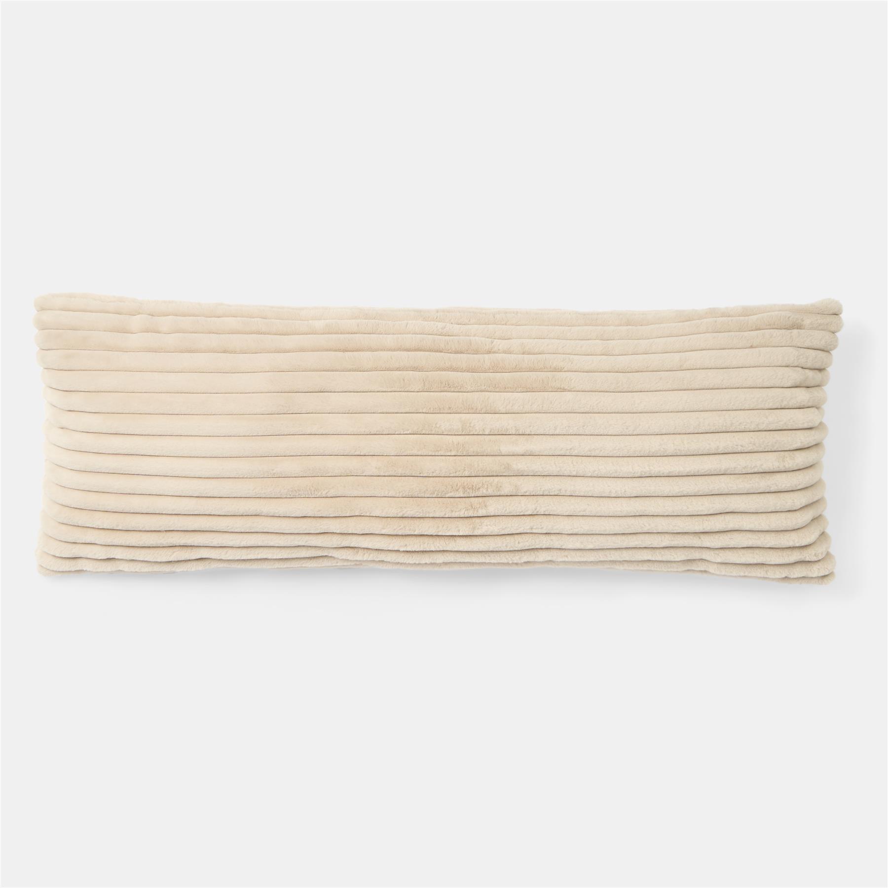 OHS Ribbed Bolster Pillow Faux Fur Long Luxury Soft Maternity Support Cushion