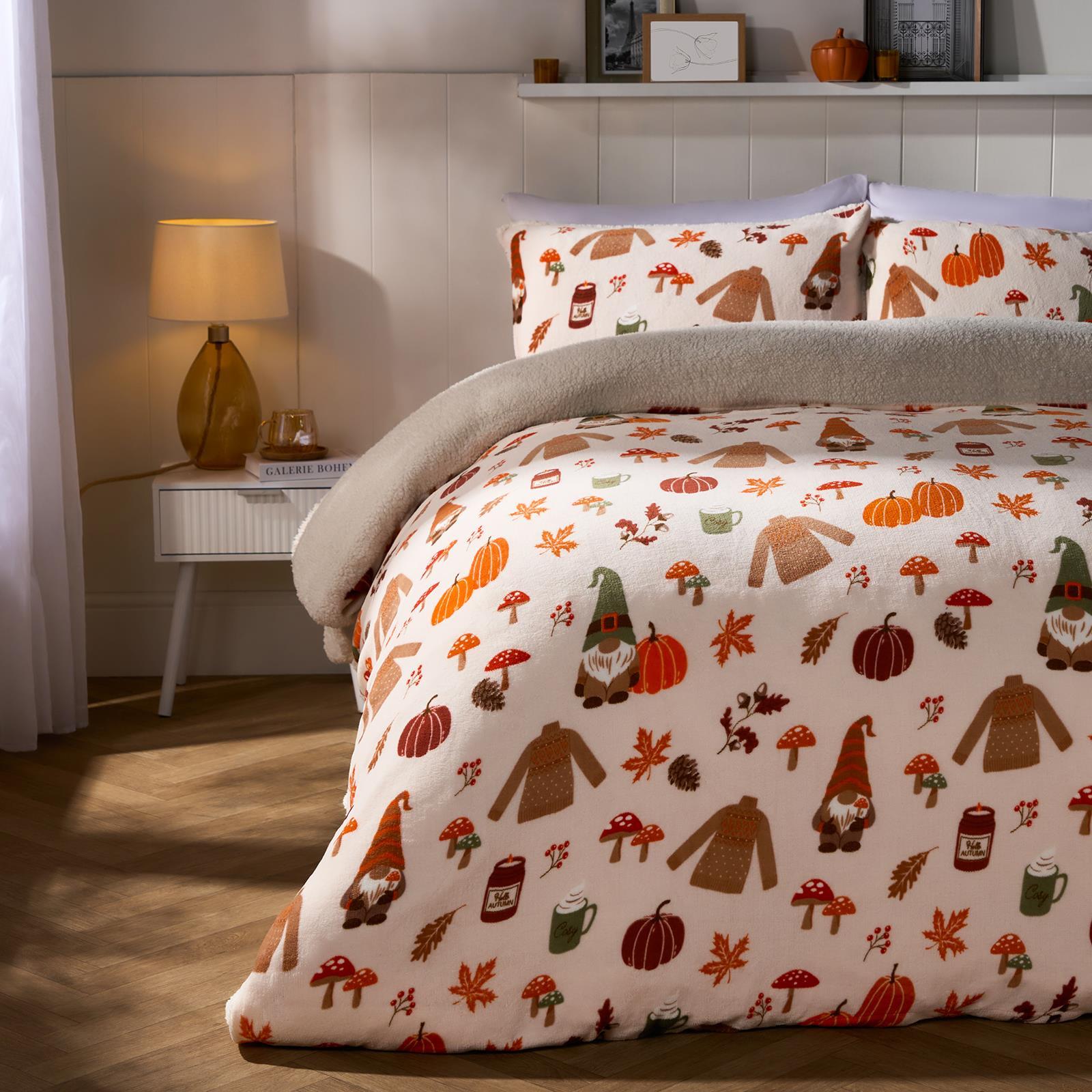 OHS Gonk Bedding Set Xmas Autumn Soft Fleece Thermal Duvet Cover with Pillowcase