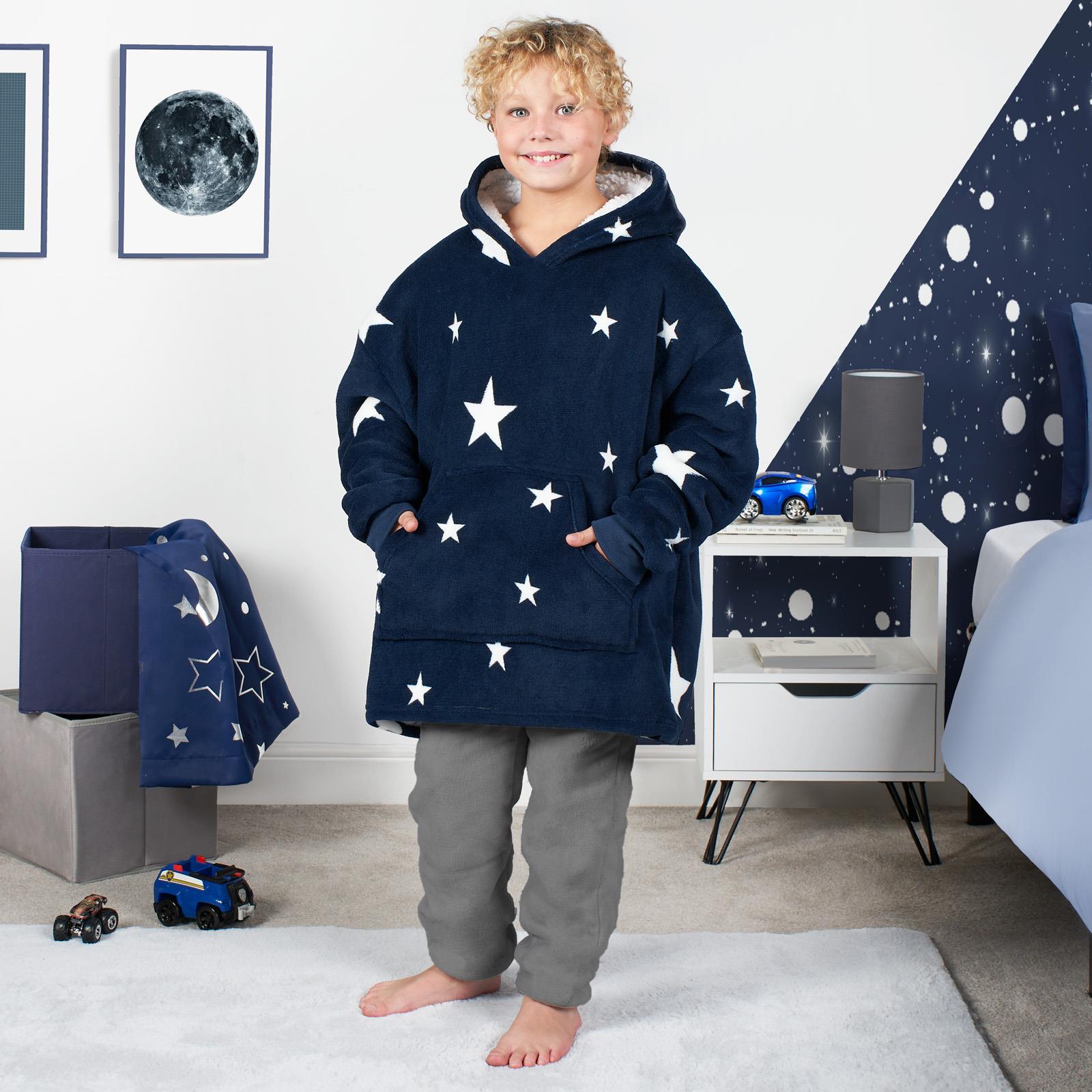 Kids Hoodie Blanket Oversized Sherpa Fleece Jumper Sweatshirt Soft Warm Throw - Picture 107 of 169