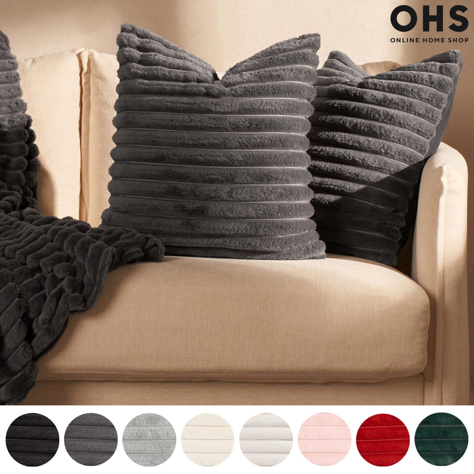OHS Thick Rib Cushion Covers Faux Fur Soft Fleece Square Pillowcases Home Decor