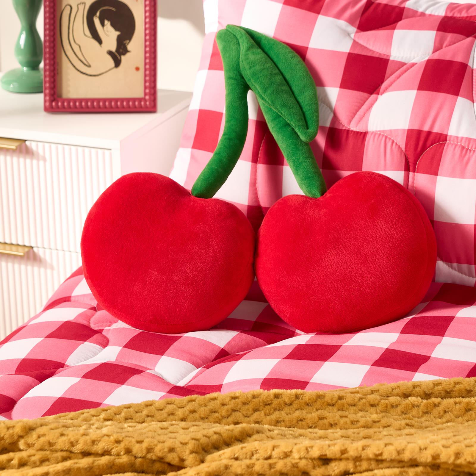 OHS Cherry Shaped Cushion Decorative Filled Scatter Throw Pillow Home Decor