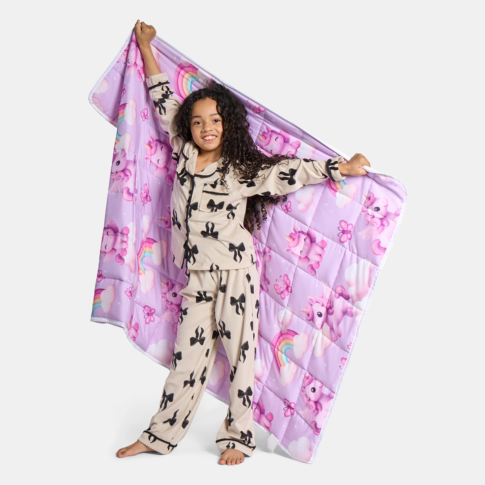 OHS Unicorn Weighted Blanket Kids 3kg Quilted Throw Sensory Sleep Therapy