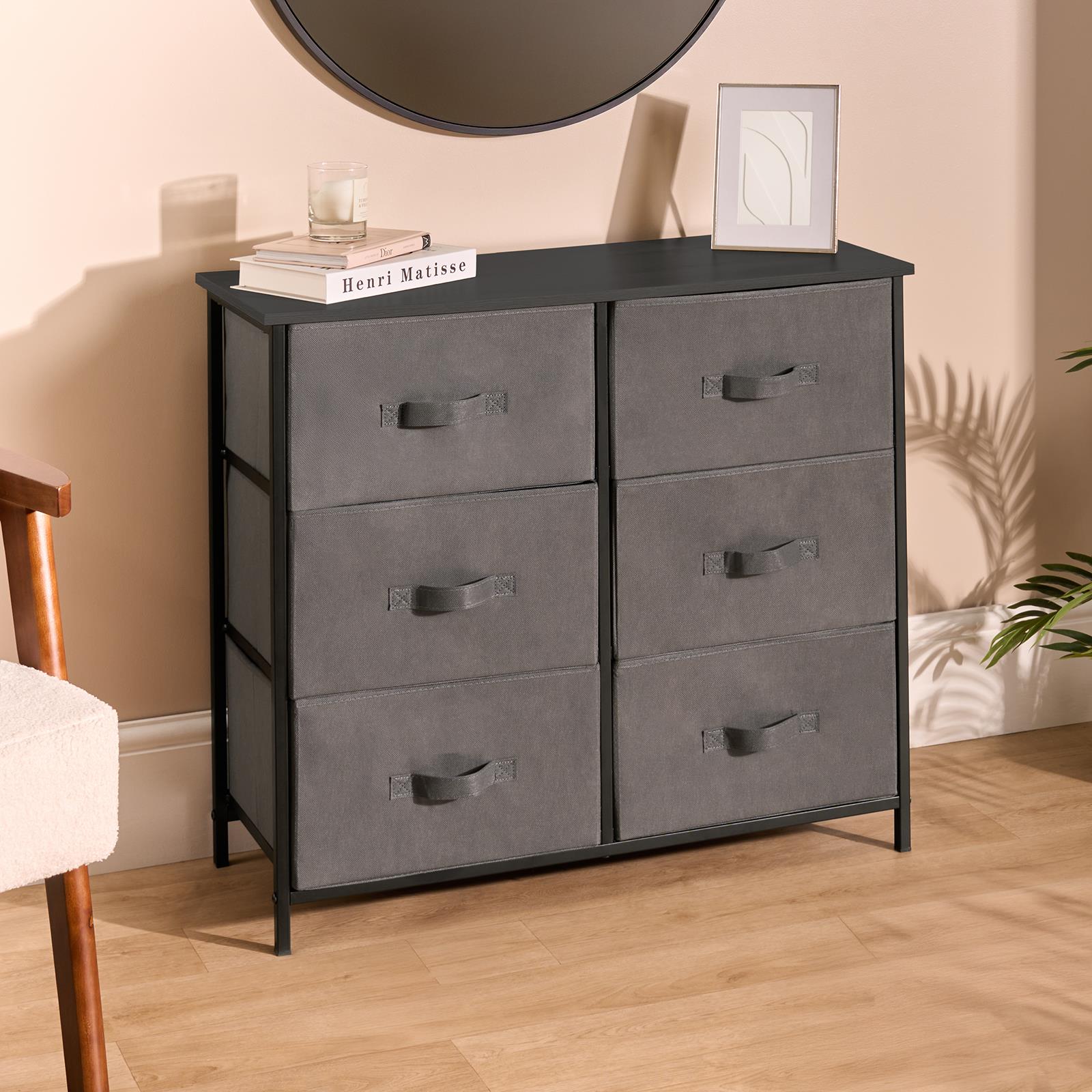OHS Fabric Cabinet Bedside 2/3/4/5/6 Drawers Storage Unit Clothes Home Organiser