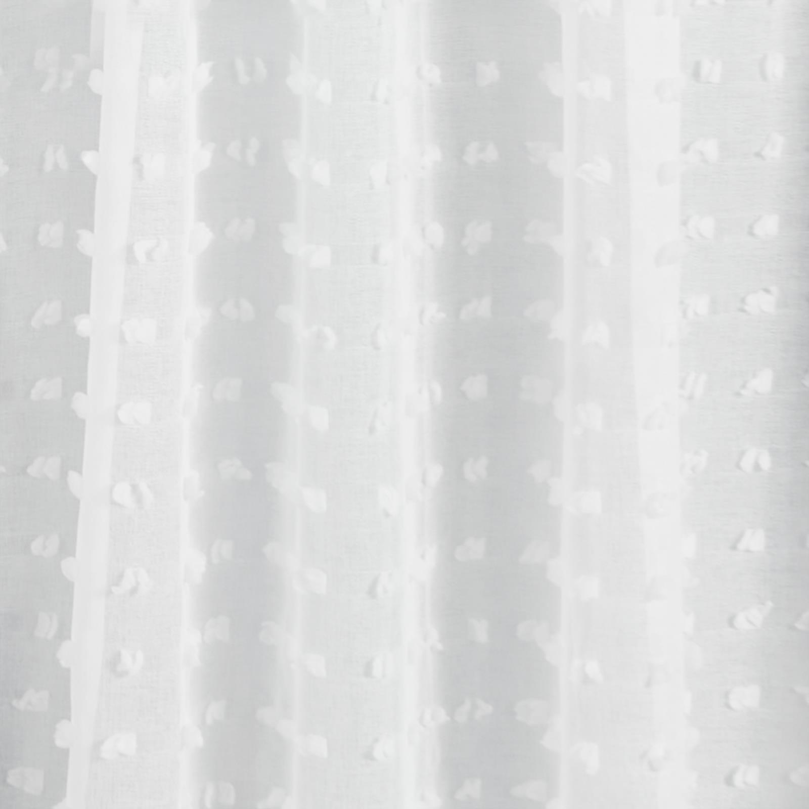 OHS Pompom Tufted Voile Net Curtains Pair 2 Window Panels Slot Top Set 55
