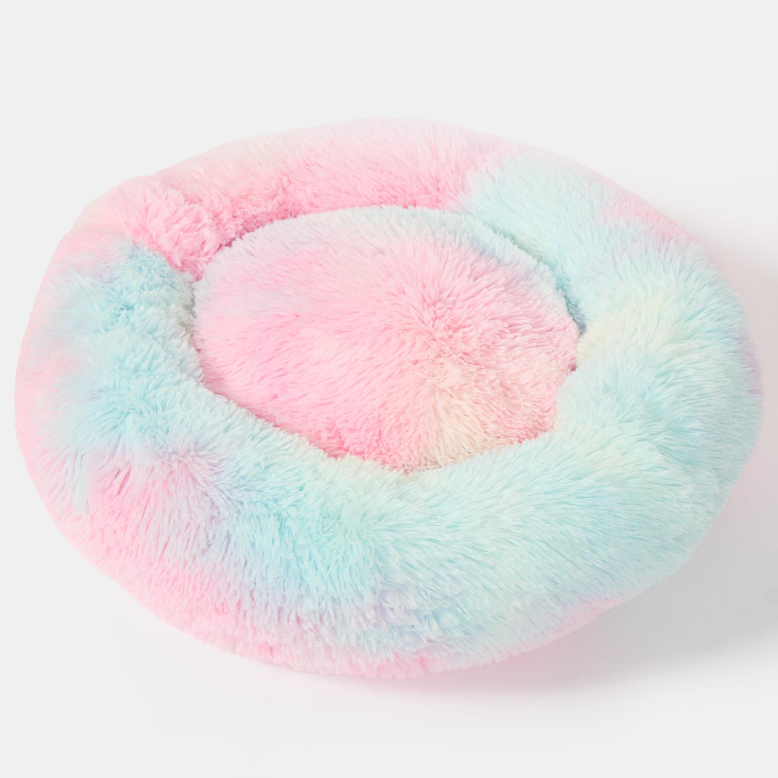 OHS Pet Bed Calming Fluffy Plush Fleece Dog Anti Anxiety Round Donut Washable
