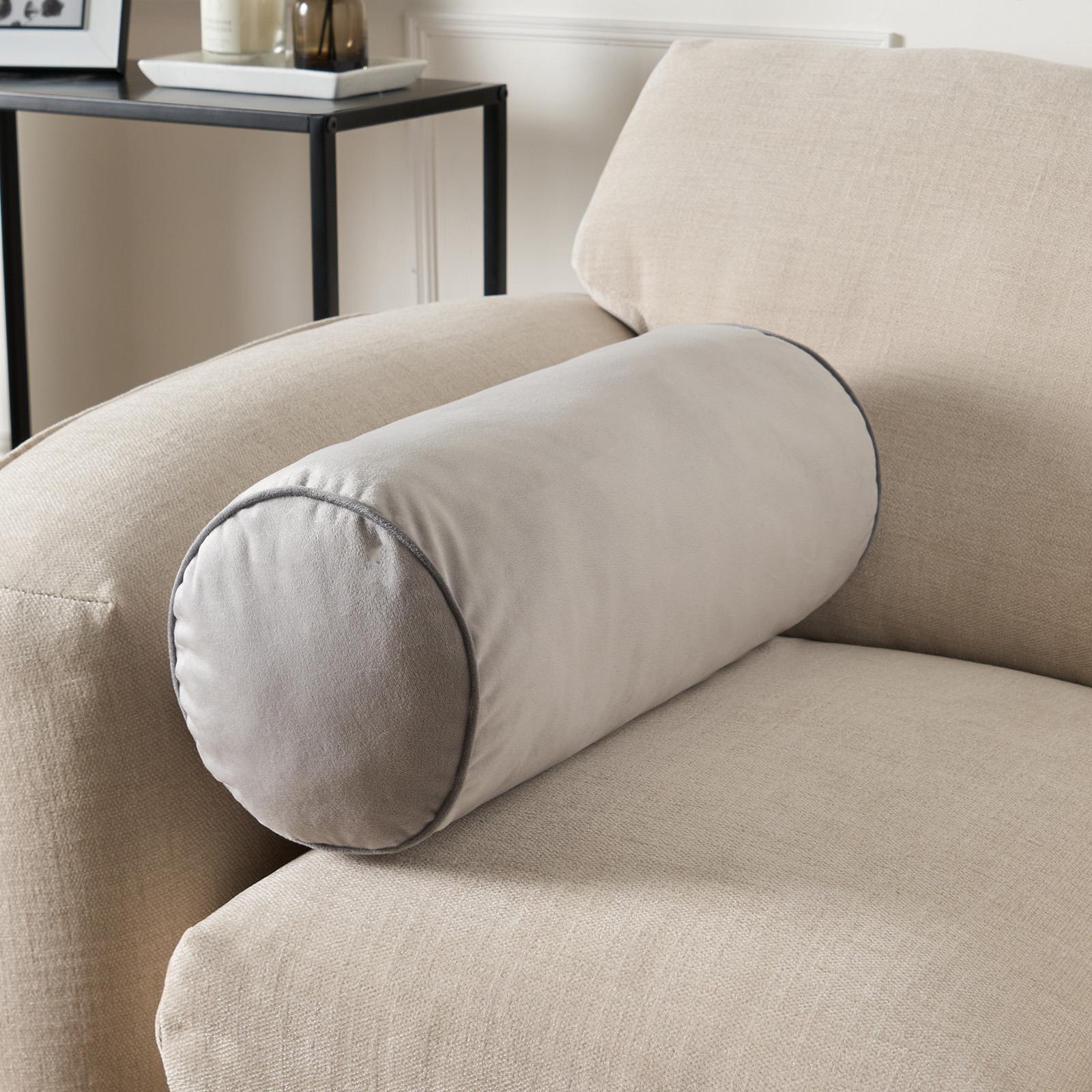 Bolster Cushion Matte Velvet Filled Bedroom Sofa Plump Decorative Scatter Pillow - Picture 20 of 25