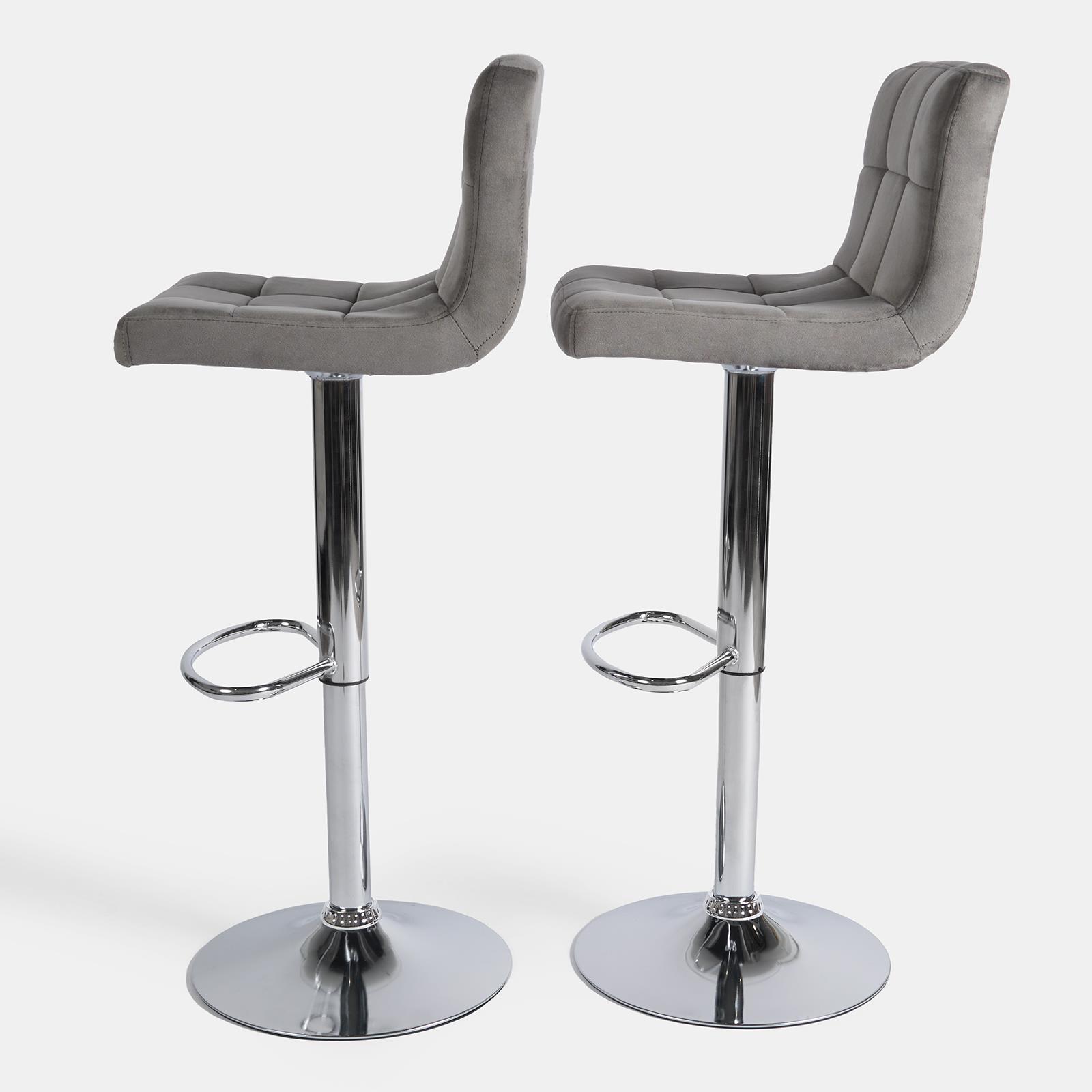 Adjustable Bar Stools x 2 Velvet Swivel Pub Seat Kitchen Breakfast Counter Chair - Picture 30 of 47