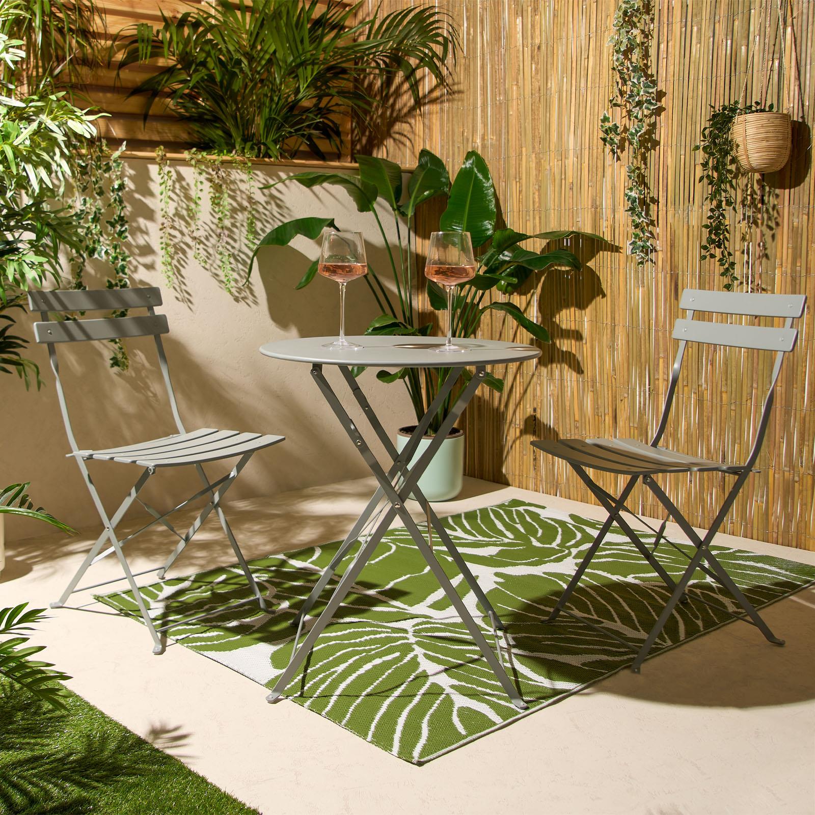 Outdoor Garden Furniture Patio Balcony Bistro Set Metal Table Chair Folding 3 PC - Picture 11 of 31