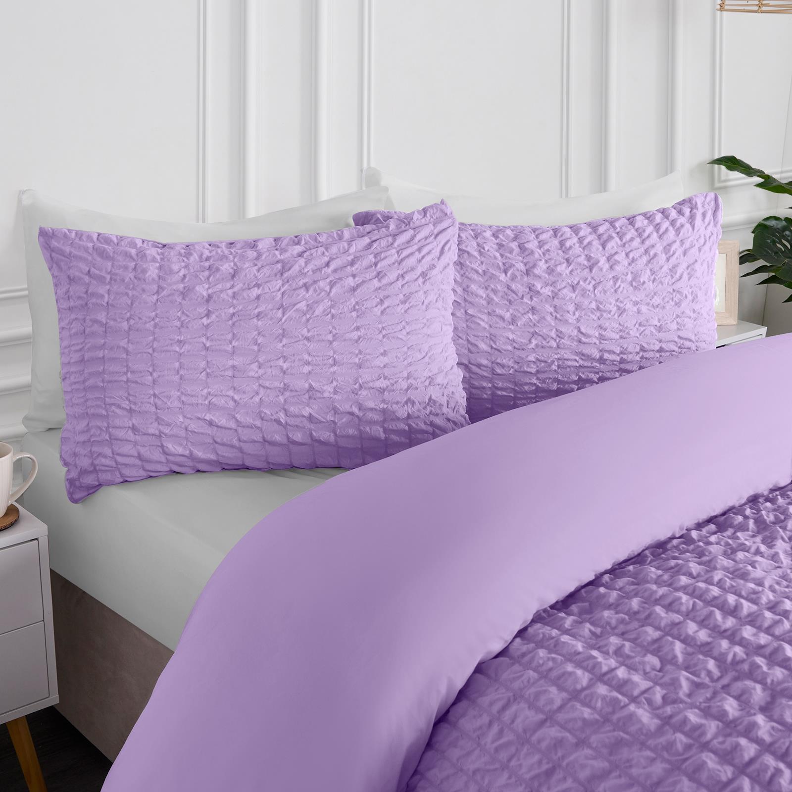 Highams Seersucker Duvet Cover with Pillowcase Bedding Set Silver White Charcoal - Picture 17 of 35