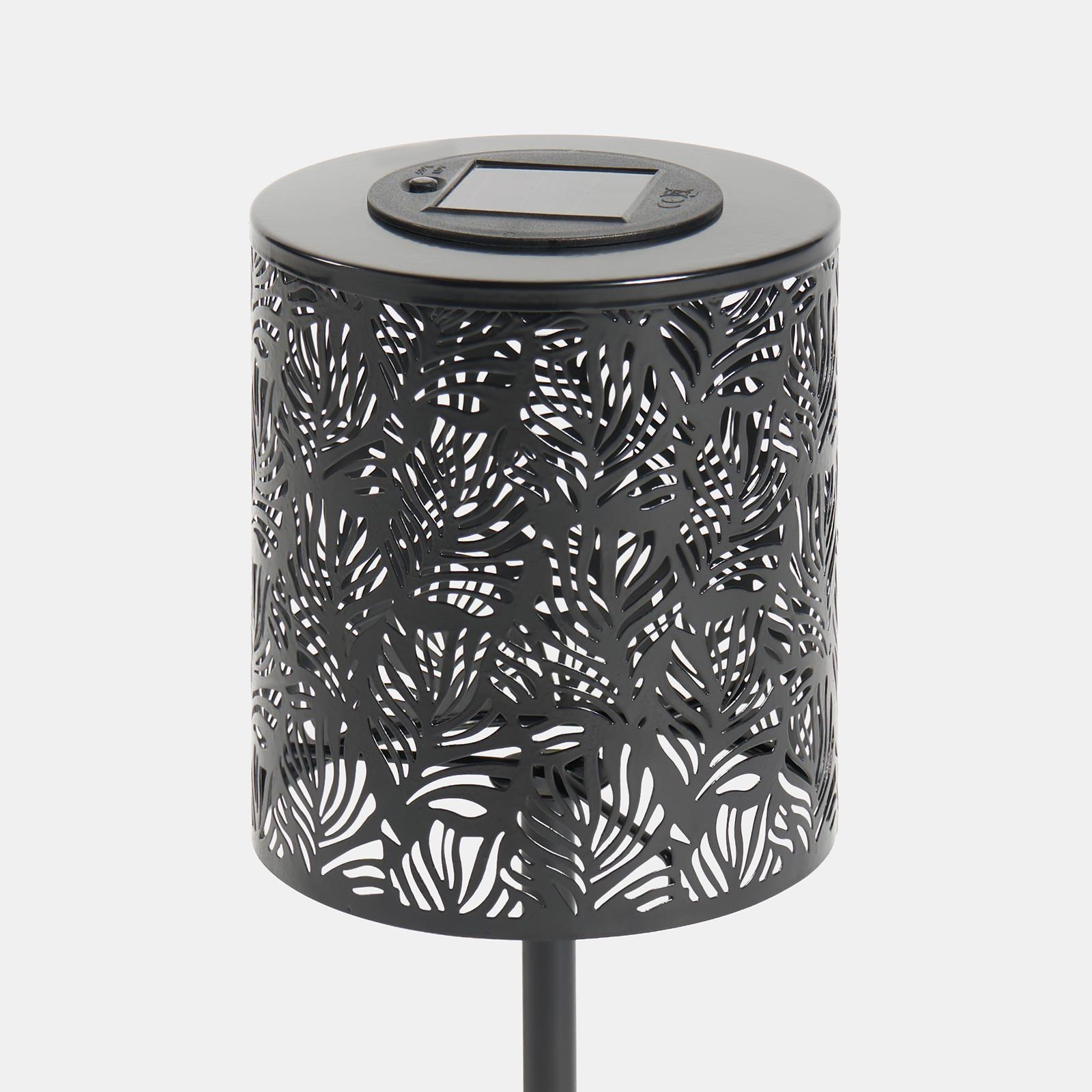 OHS Solar Table Lamp Carved Metal Cordless Outdoor Garden Light Dusk Sensor