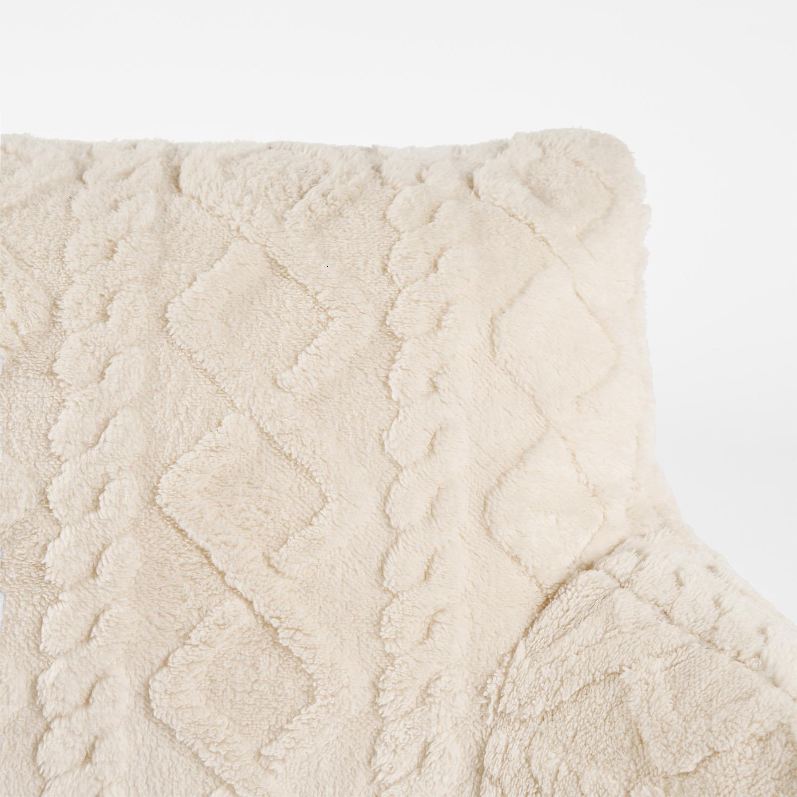 OHS Cable Knit Bolster Cuddle Cushion Fleece Back Support Filled Reading Pillow