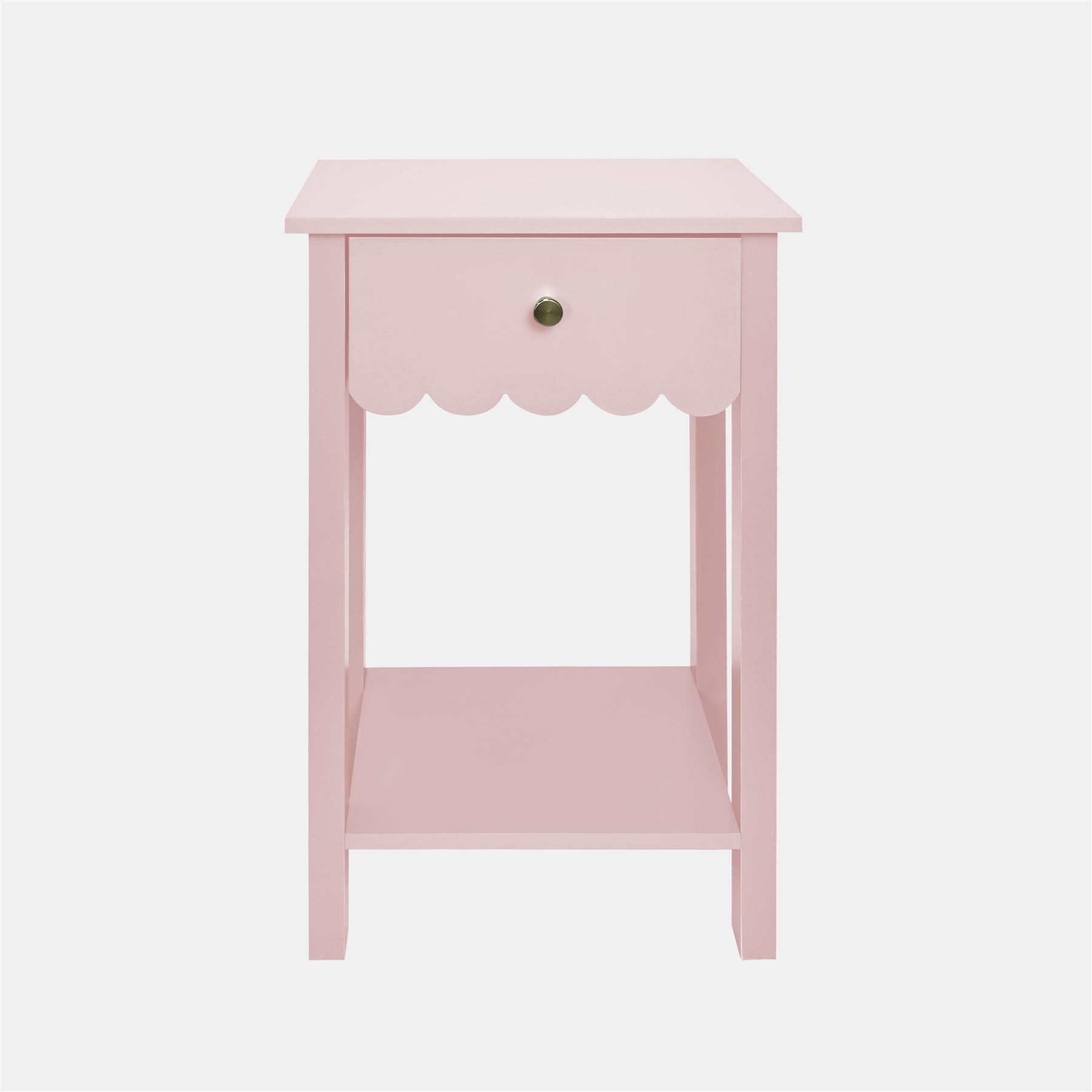 OHS Scallop Bedside Wood Nightstand 1 Drawer Storage Unit End Table Home Decor