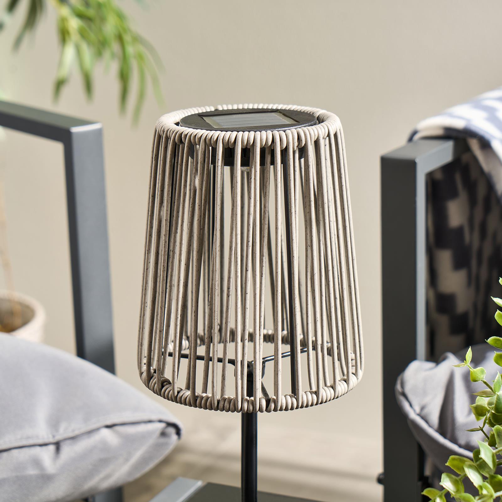 OHS Solar Table Lamp Rattan Cordless Outdoor Garden Light Dusk Sensor