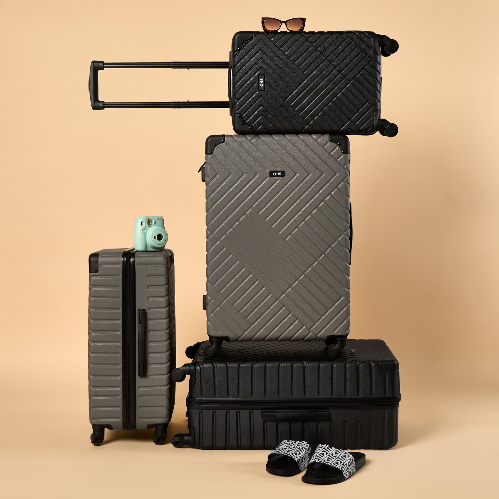 OHS Hard Shell Suitcase Luggage Set Travel ABS 4 Wheels Trolley Cabin Carry-On