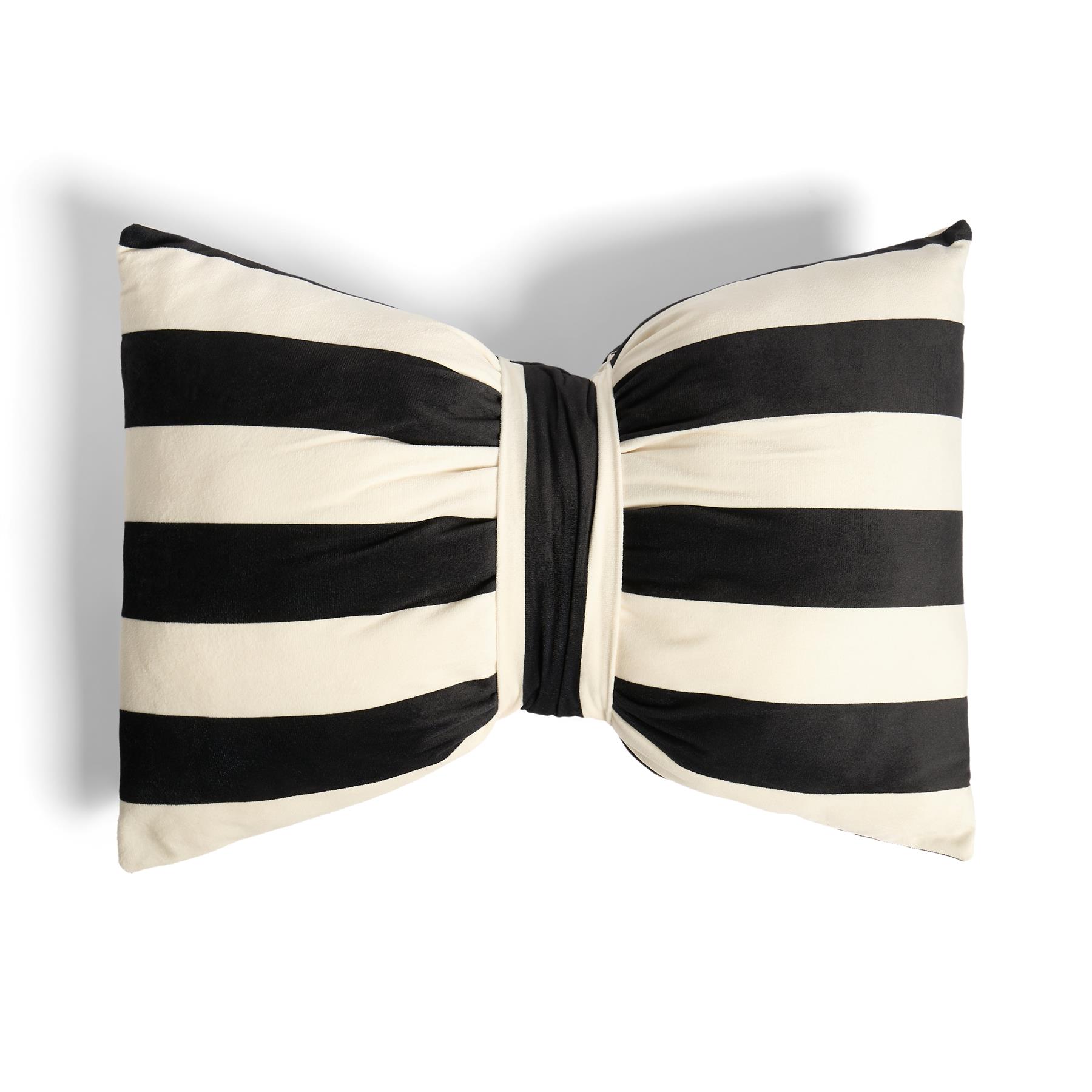 OHS Bow Shaped Cushion Striped Matte Velvet Novelty Decorative Scatter Pillow