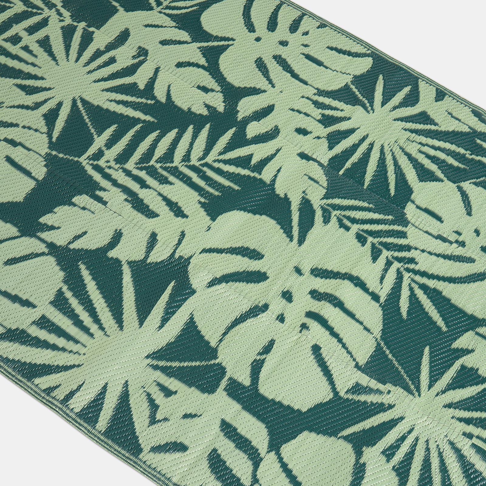 OHS Palm Print Garden Rug Outdoor Waterproof Area Mat Patio Decor
