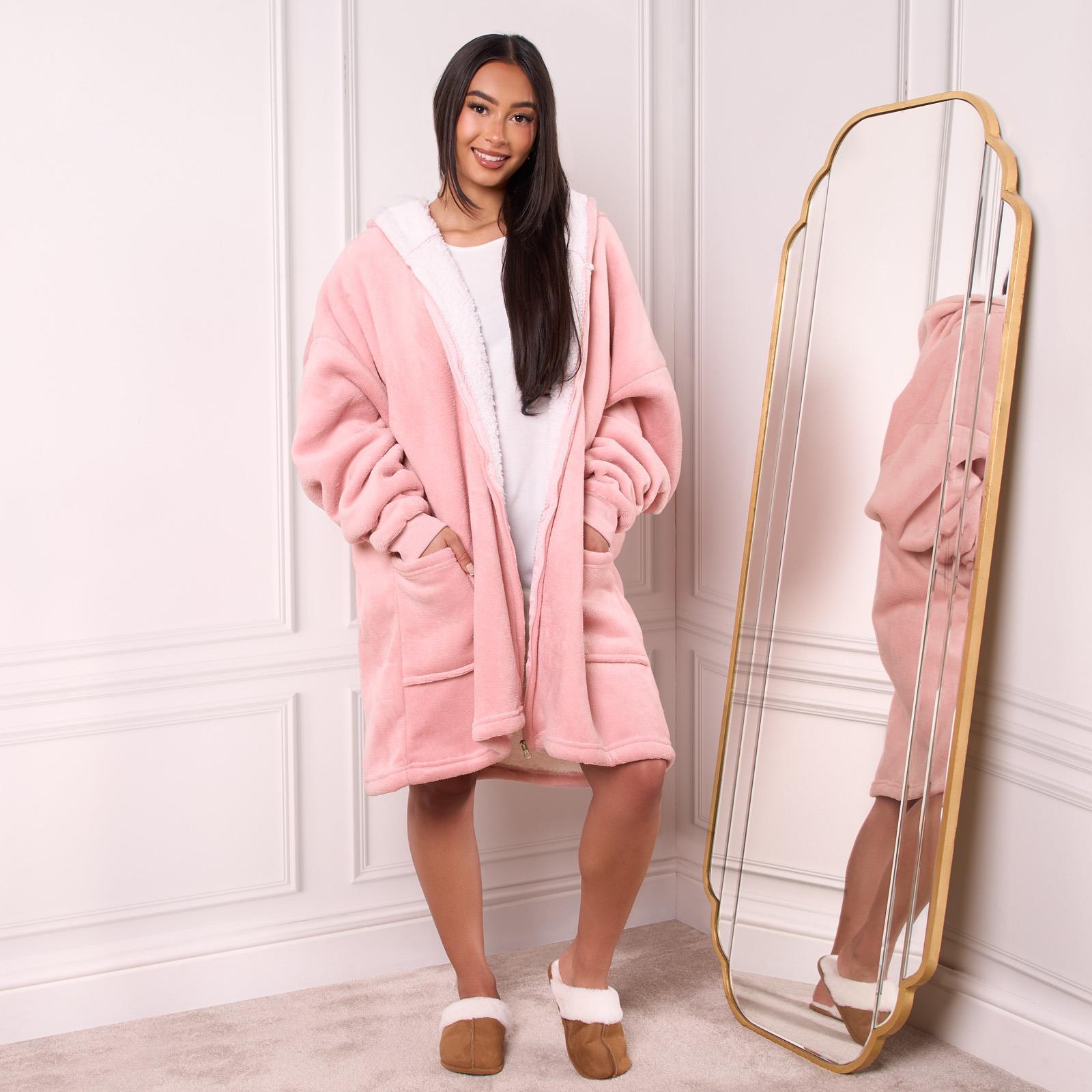 OHS Zip Up Hoodie Blanket Oversized Sherpa Fleece Thermal Sweatshirt Jumper