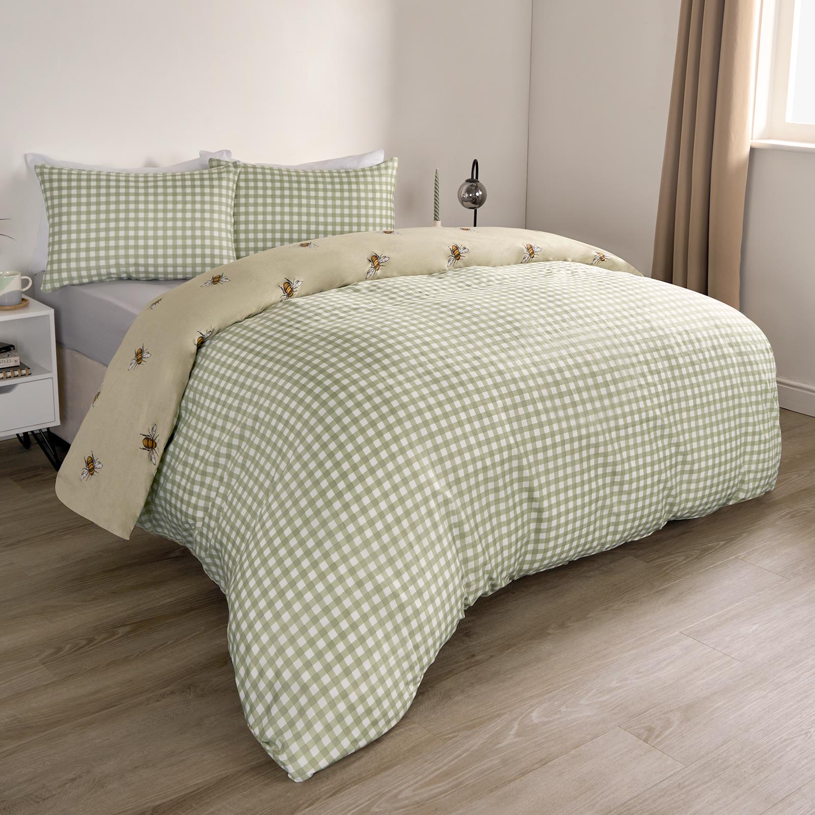 Bee Duvet Cover Set Reversible Stripe Quilt Bedding Set Single Double King Size