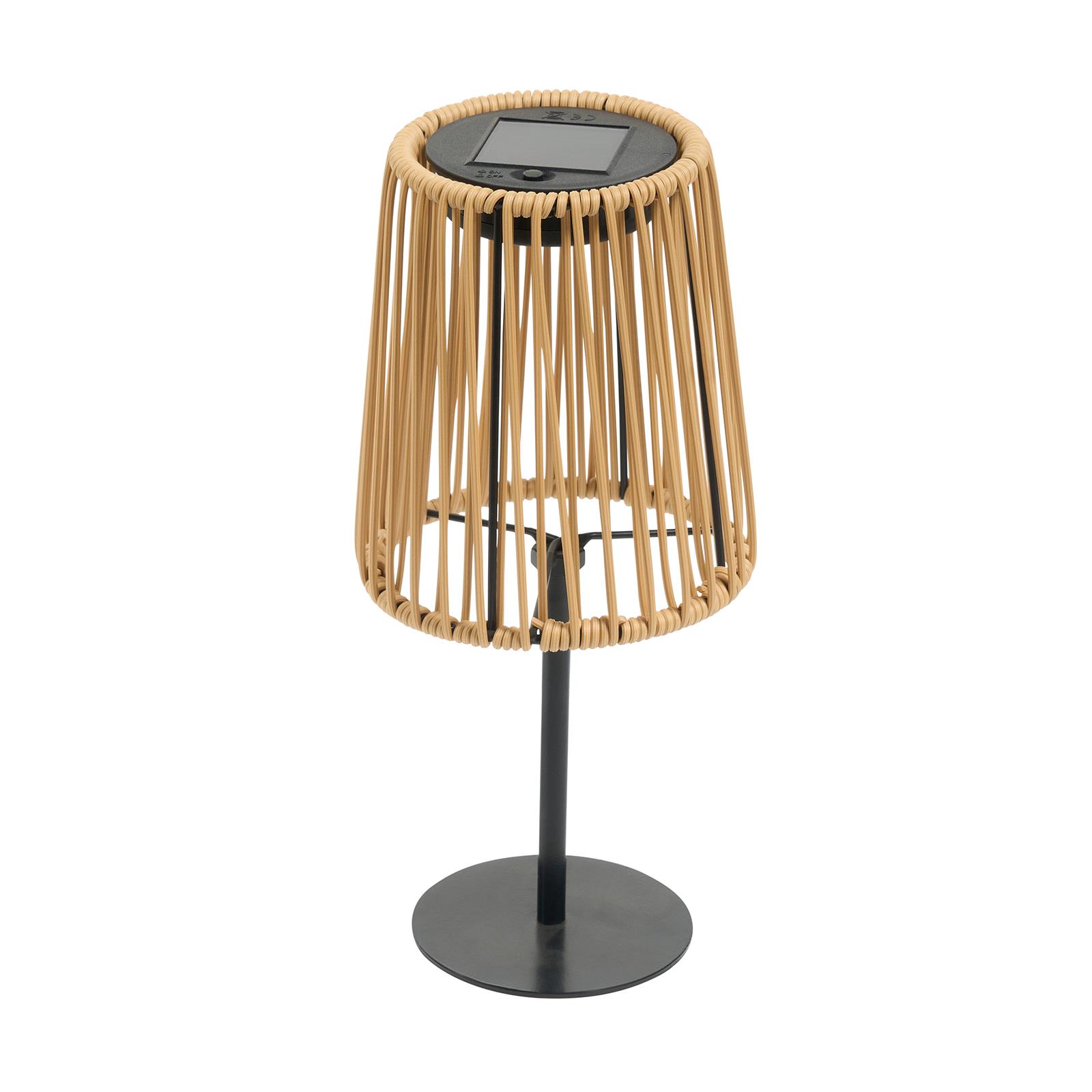OHS Solar Table Lamp Rattan Cordless Outdoor Garden Light Dusk Sensor
