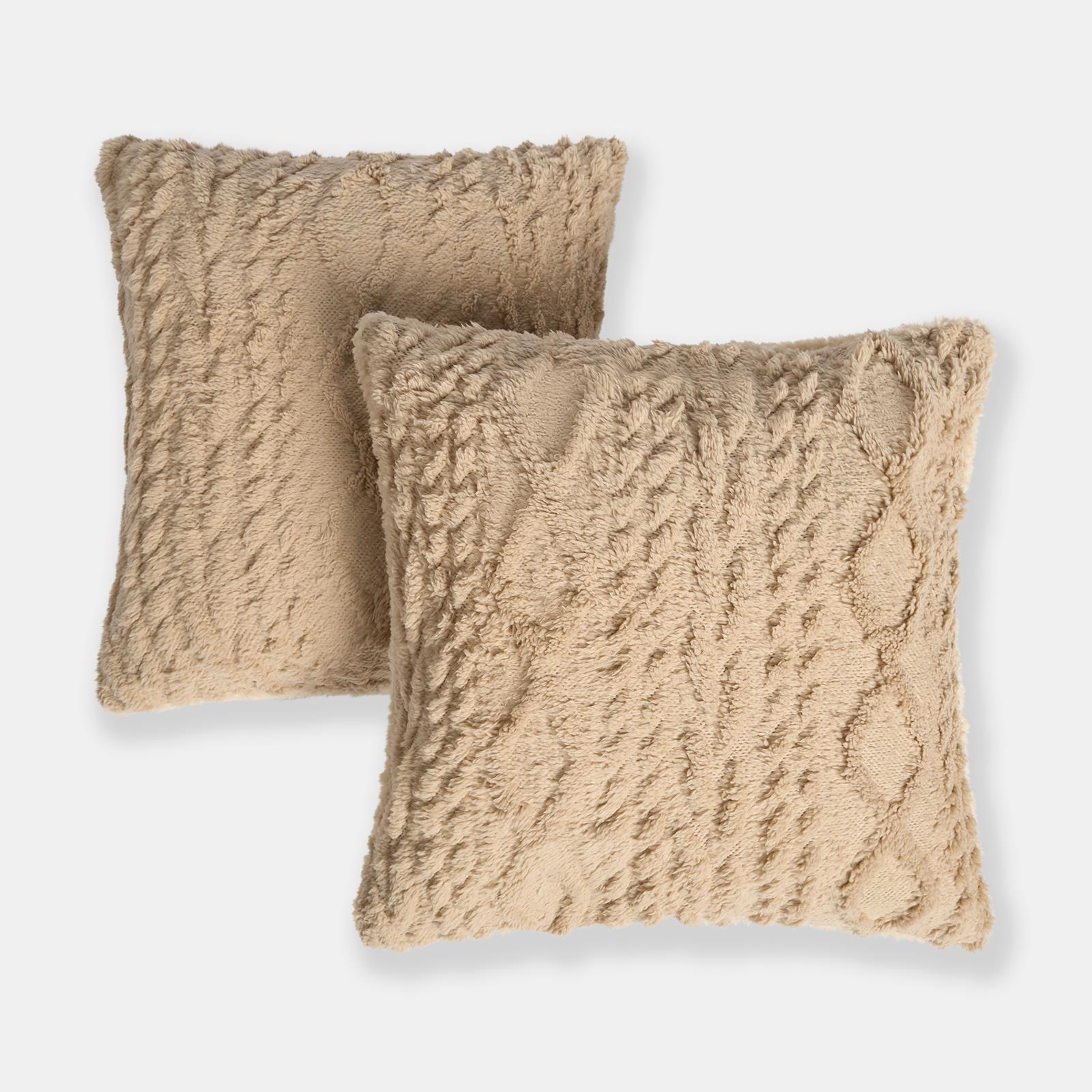 OHS Cable Knit Cushion Covers 2 Pack Sherpa Square Pillowcases Home Decor