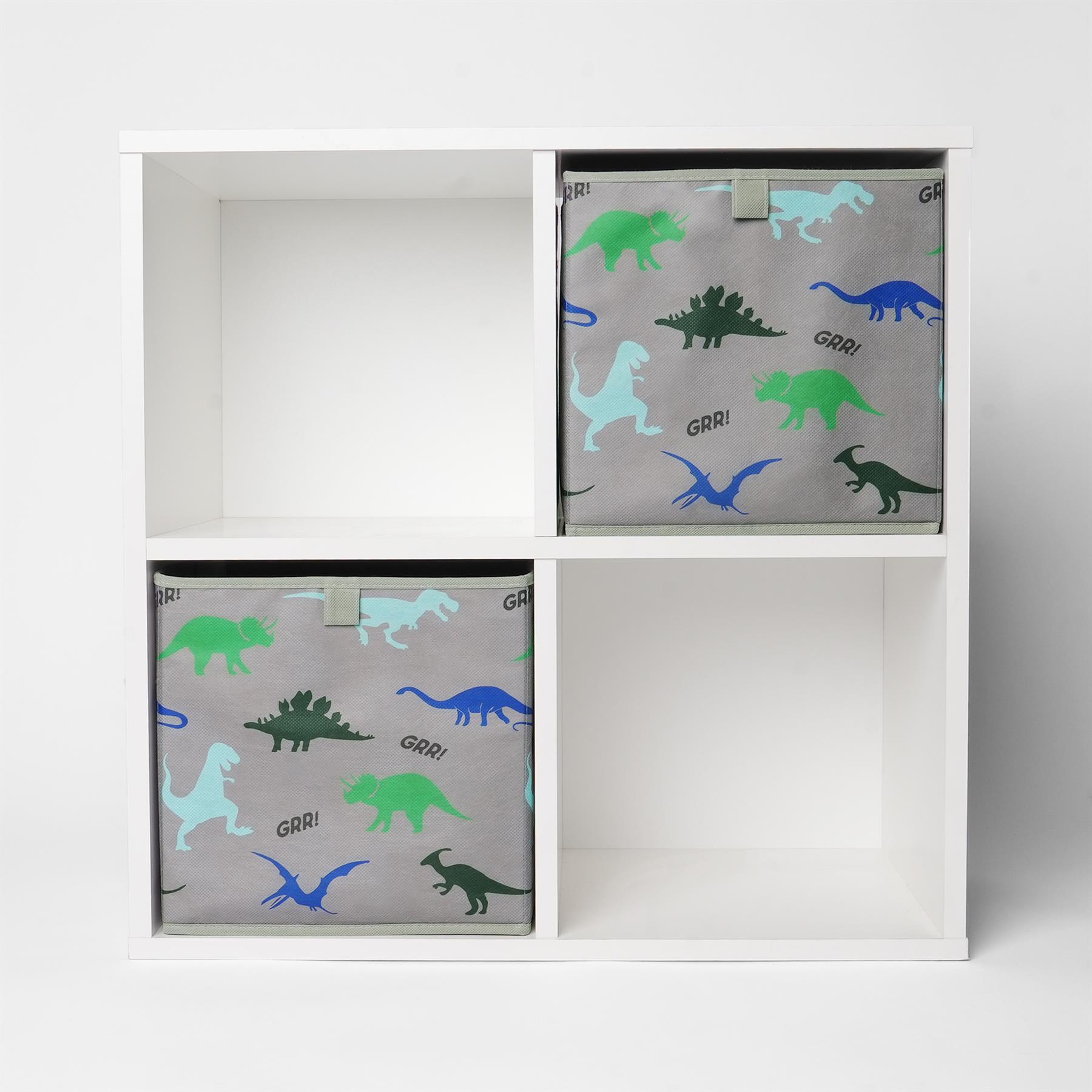 OHS Multi Pack Dinosaur Print Storage Boxes Folding Set Square Easy Space Cube