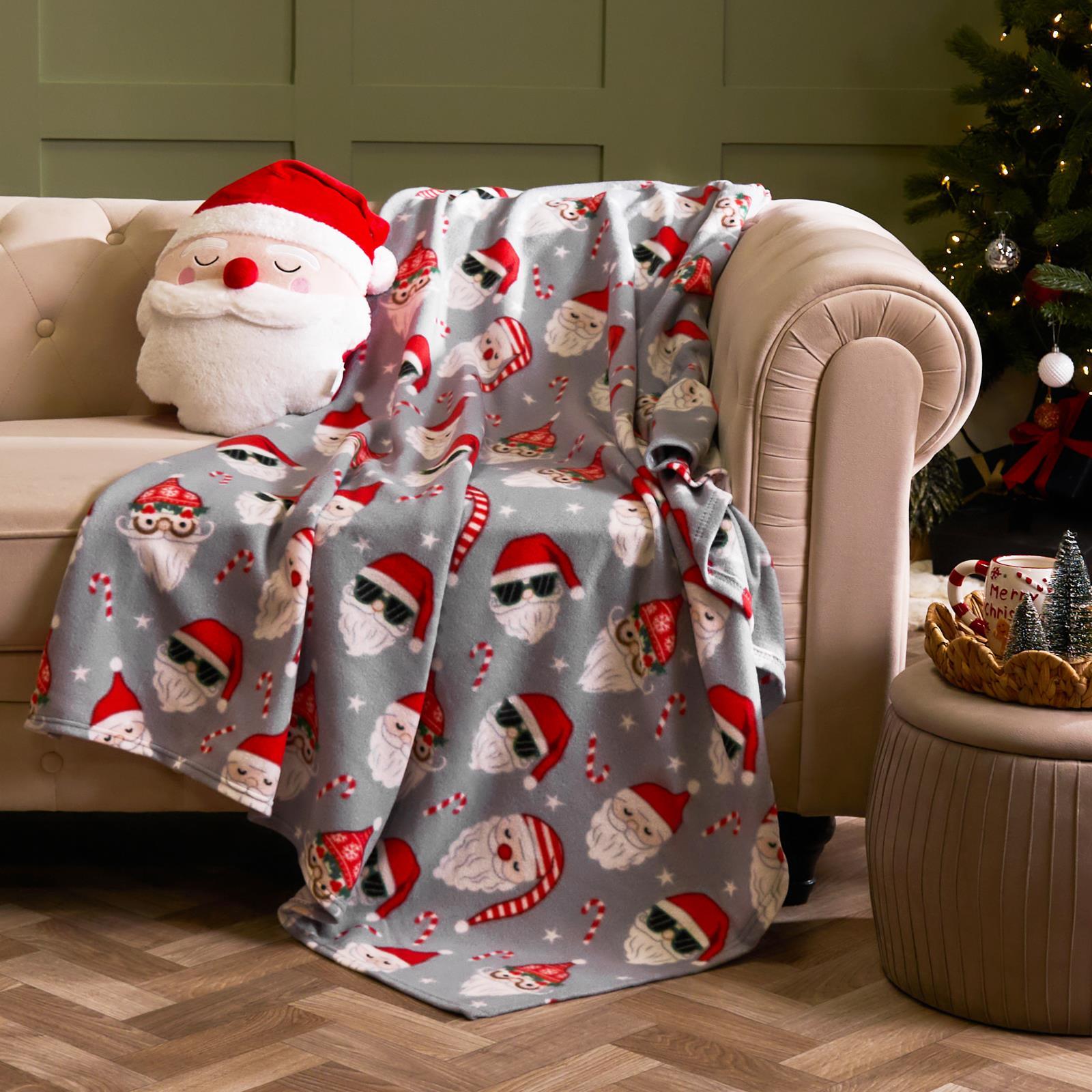 OHS Christmas Throw Soft Polar Fleece Novelty Xmas Blanket Thermal Bedspread