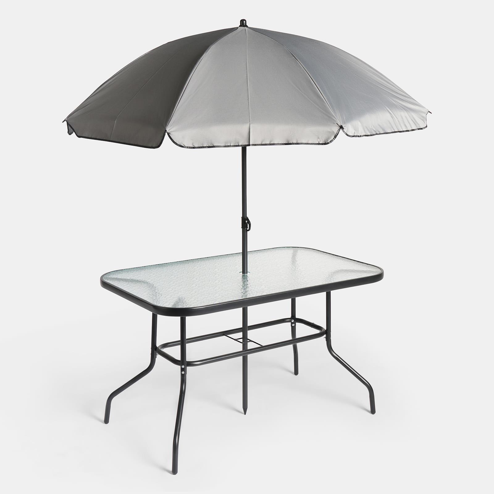 OHS 8 Piece Patio Set Foldable Table Chairs Parasol Outdoor Garden Furniture