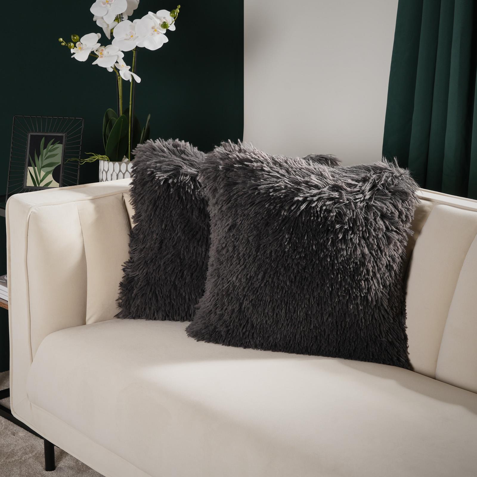Sienna Faux Mongolian Fur Set of 4 x Cushion Covers Soft Fluffy Mohair 18" x 18 - Picture 8 of 26