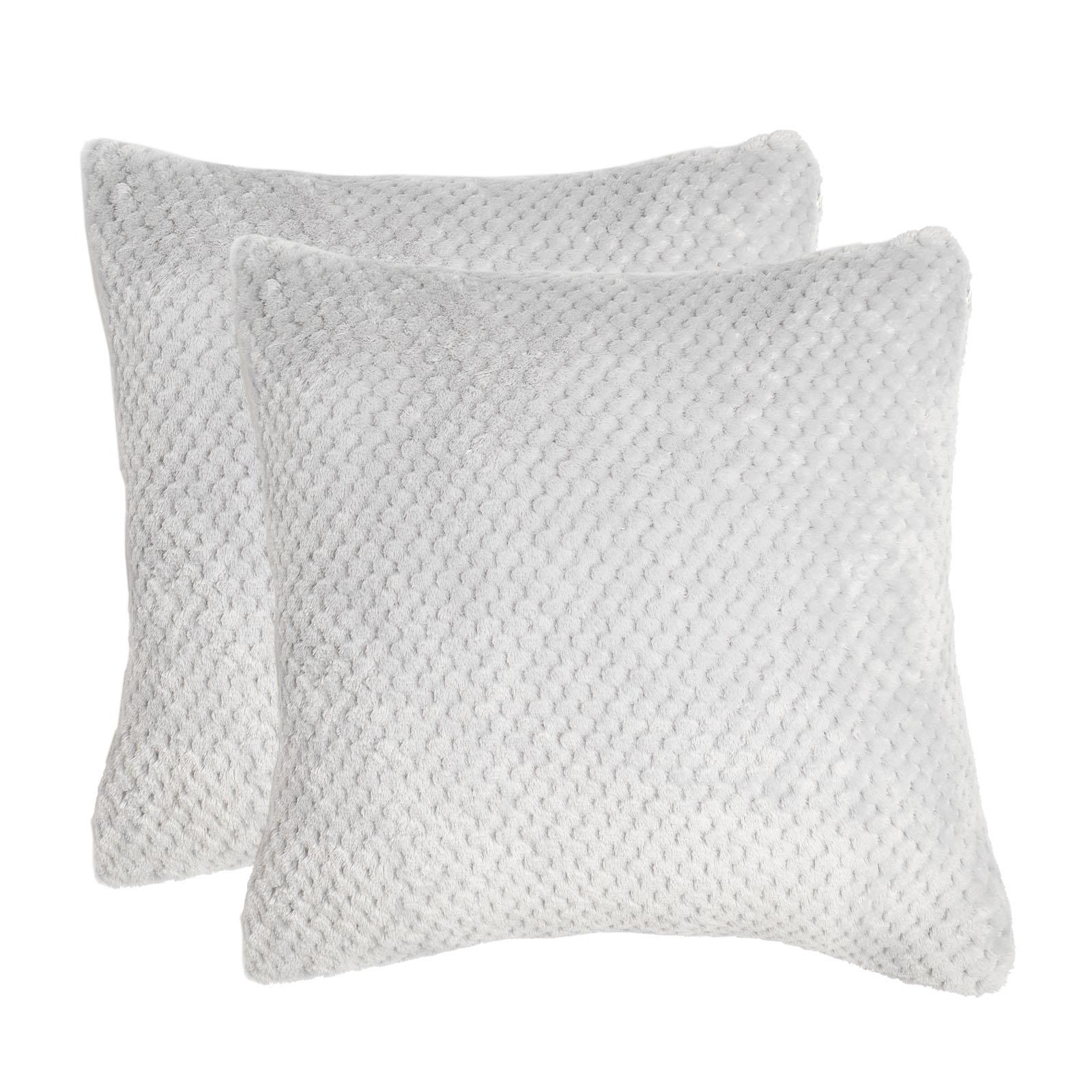 Brentfords Waffle Cushion Covers Popcorn Fleece Set of 2 Pack Sofa 18