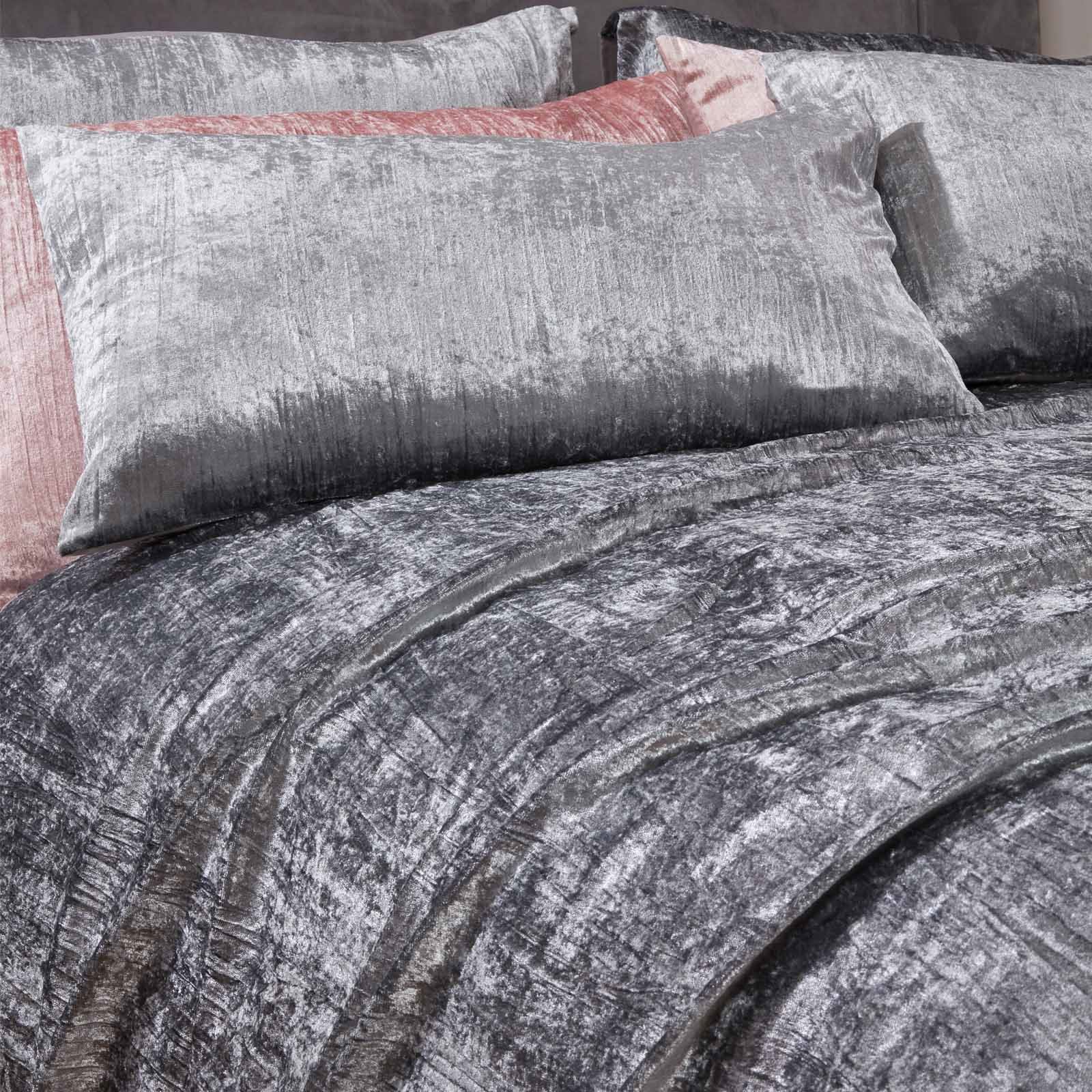Sienna Crinkle Crushed Velvet Duvet Cover with Pillowcase Valencia Bedding Set eBay