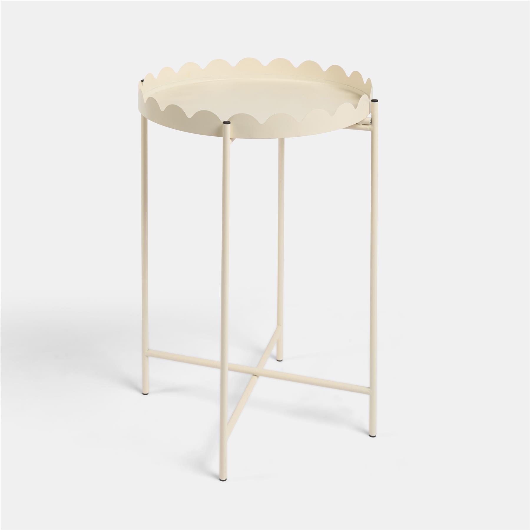 OHS Scallop Edge Side Table Coffee Tables with Metal Frame