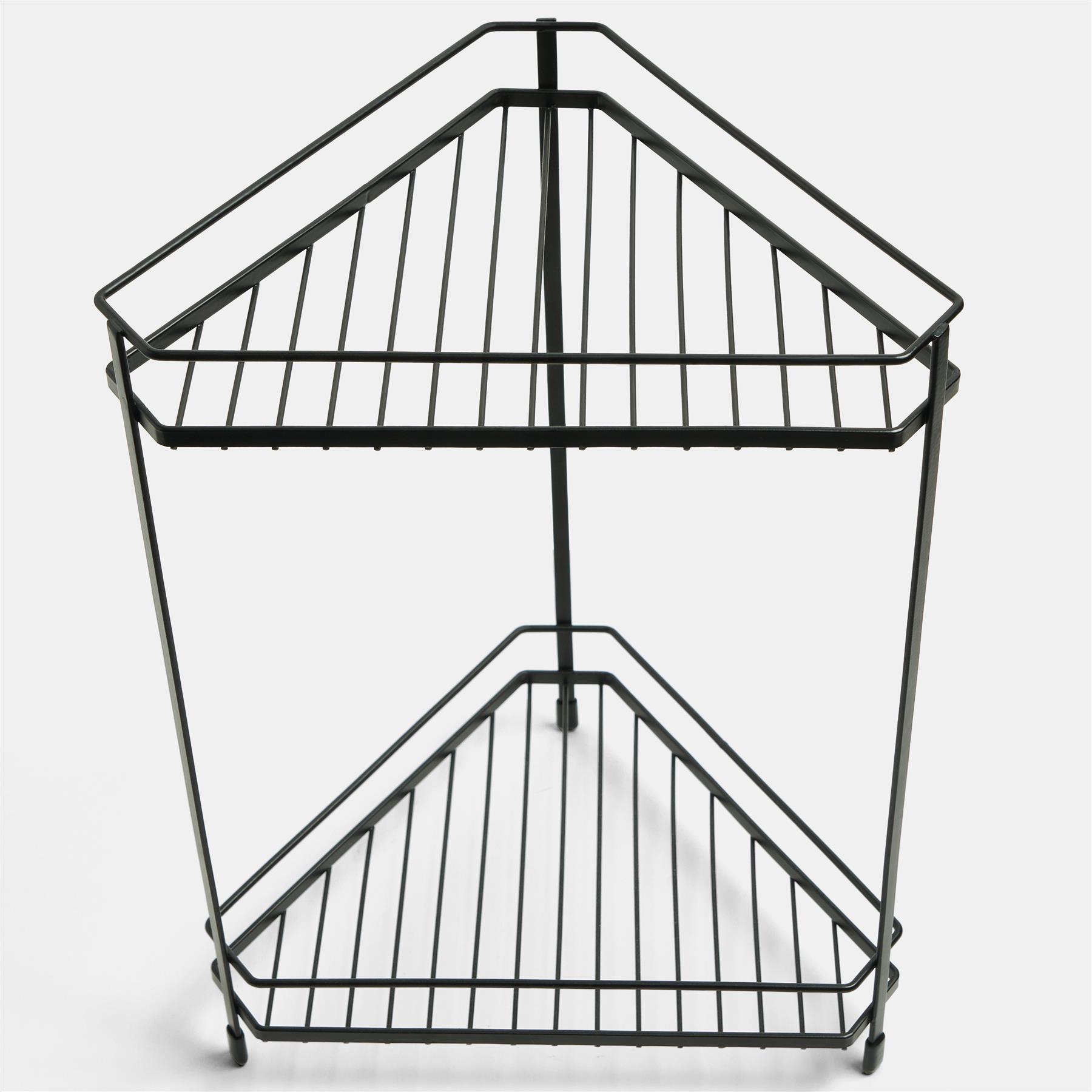 OHS 2 Tier Corner Shelf Free Standing Shelving Unit Metal Kitchen Storage Rack