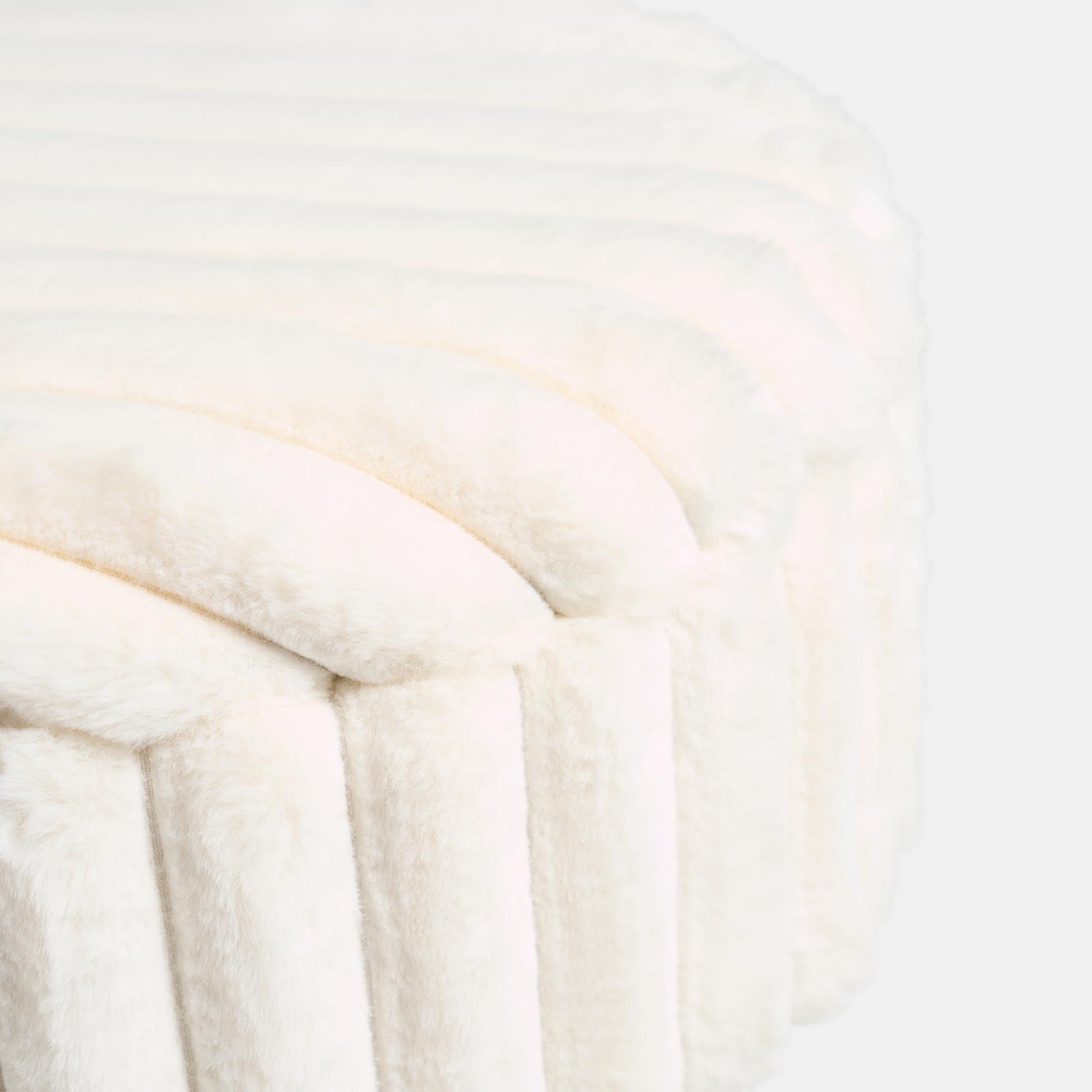 OHS Faux Fur Stool Hairpin Ribbed Fleece Round Vanity Seat Foot Rest Chair